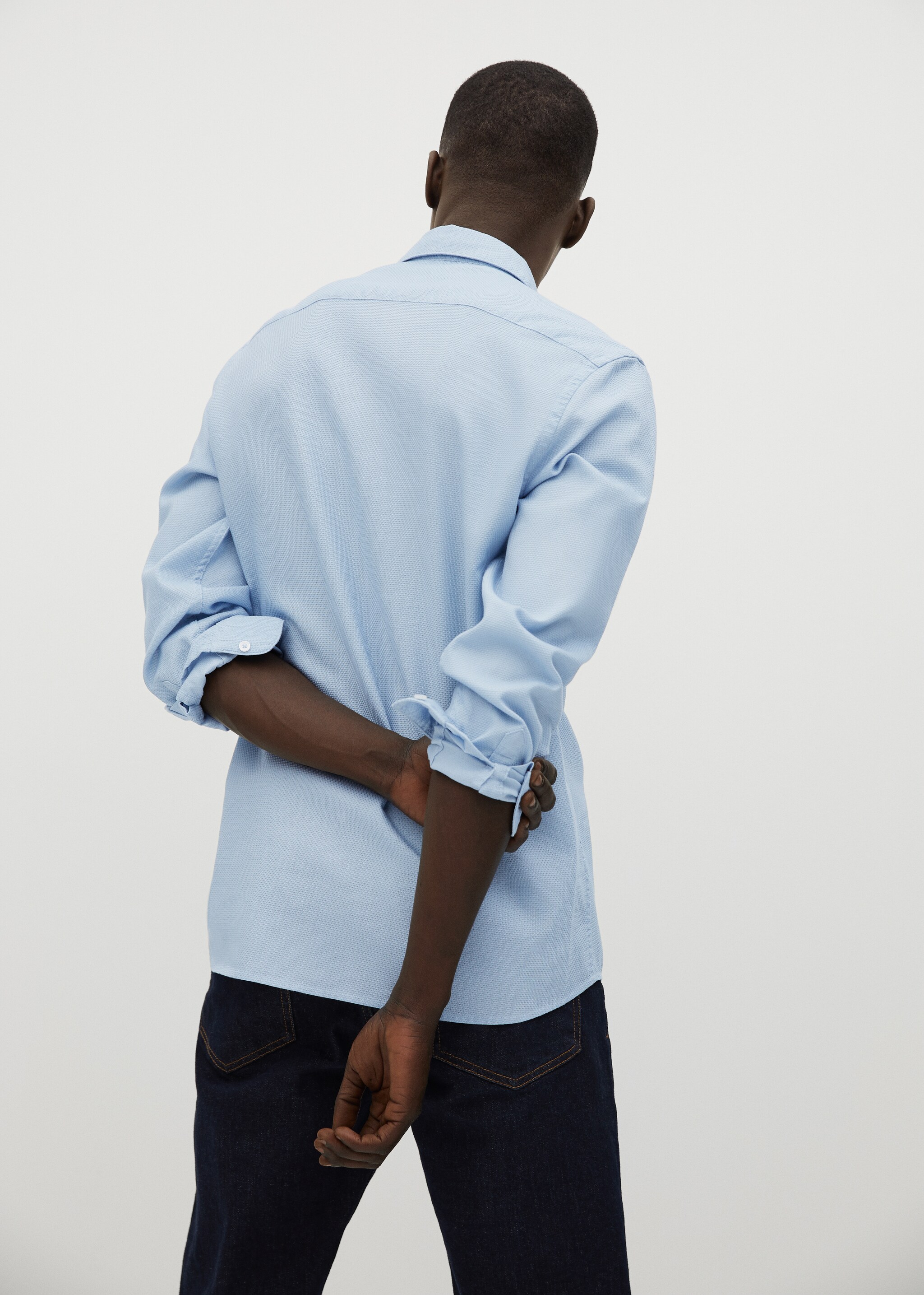 Slim-fit textured cotton shirt - Details of the article 4