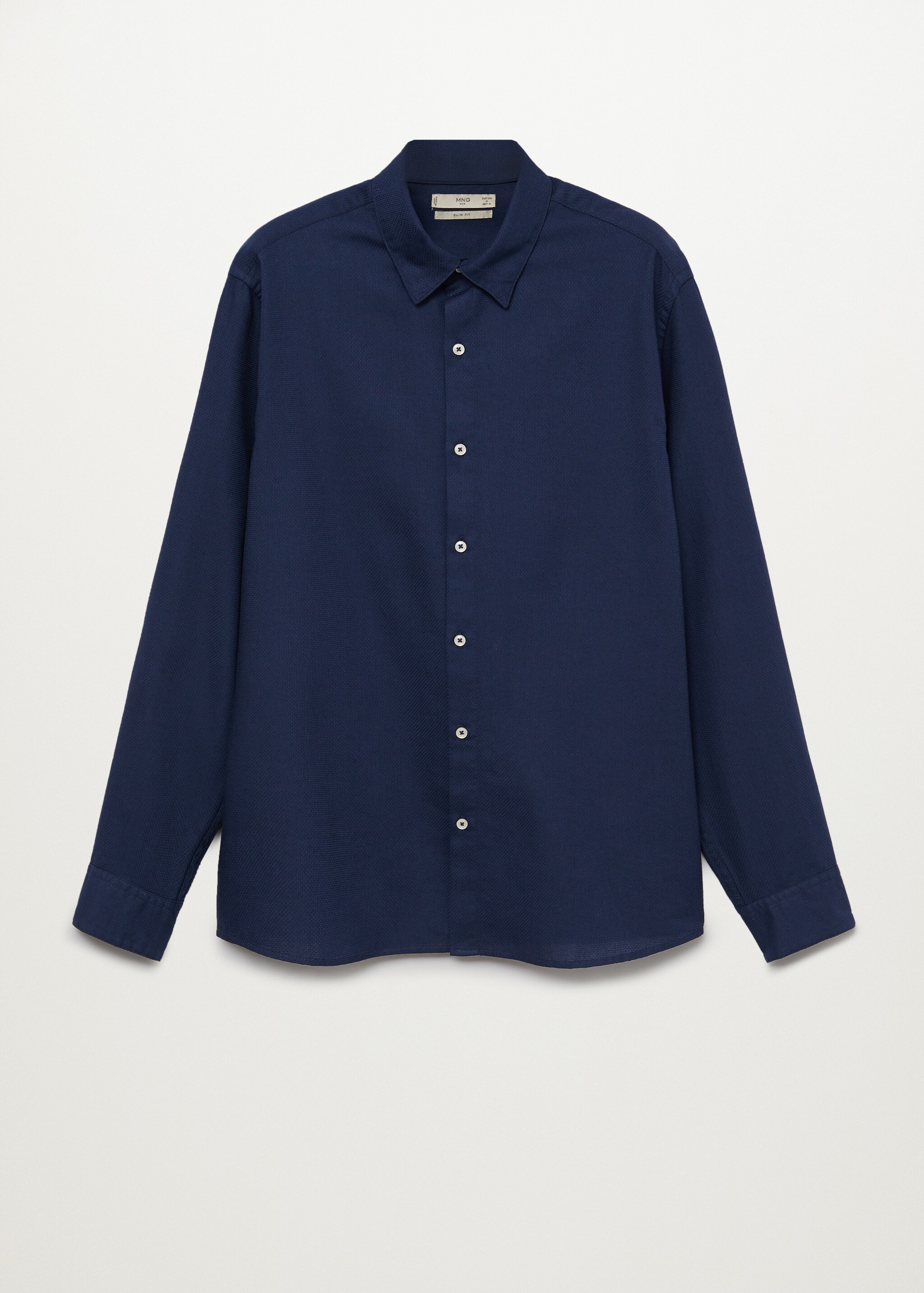 Slim-fit textured cotton shirt - Article without model