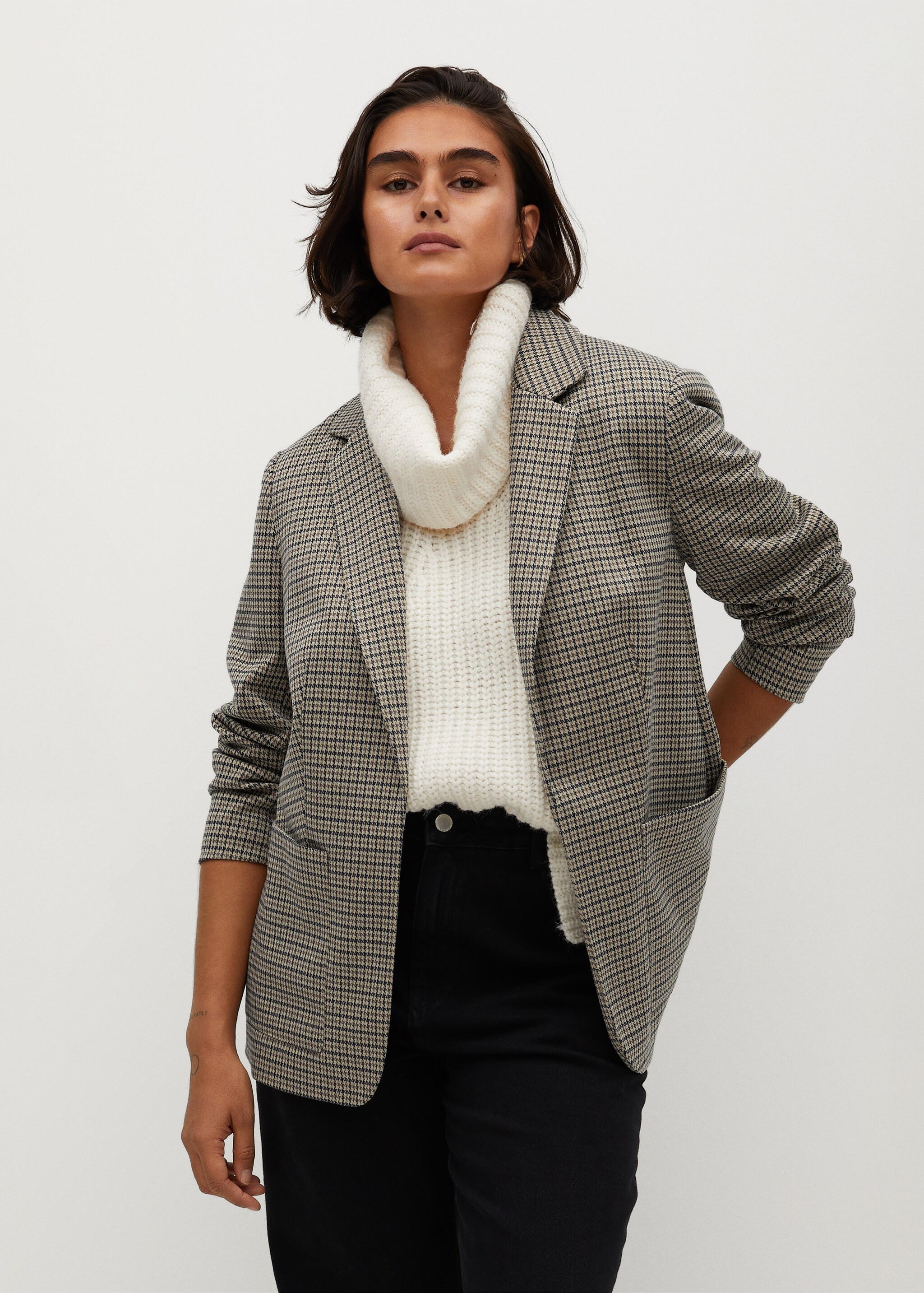 Veste de costume micro pied-de-poule - Plan moyen