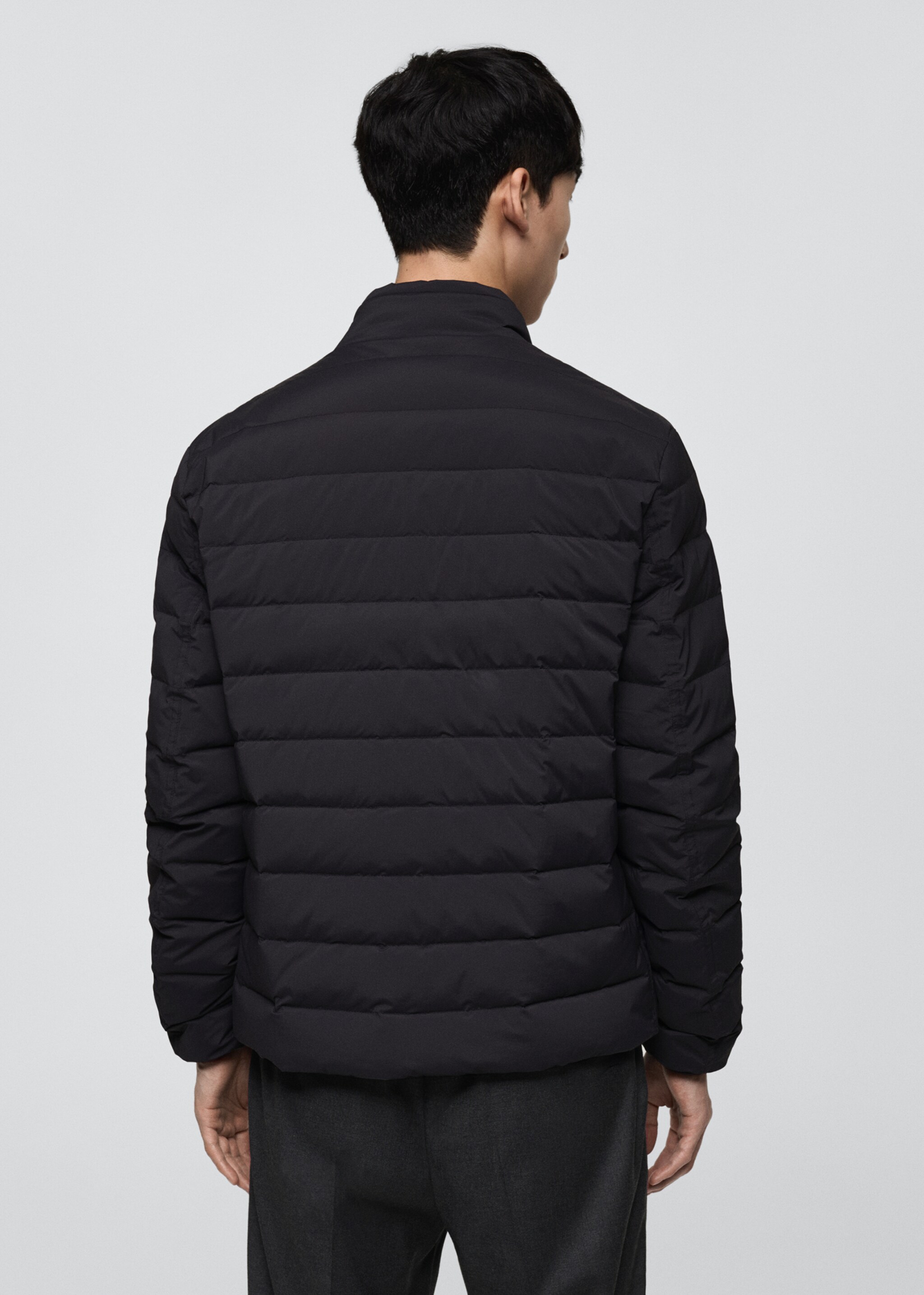 Quilted jacket with feather filling - Reverse of the article, Charcoal. Ref: 77075959-00.