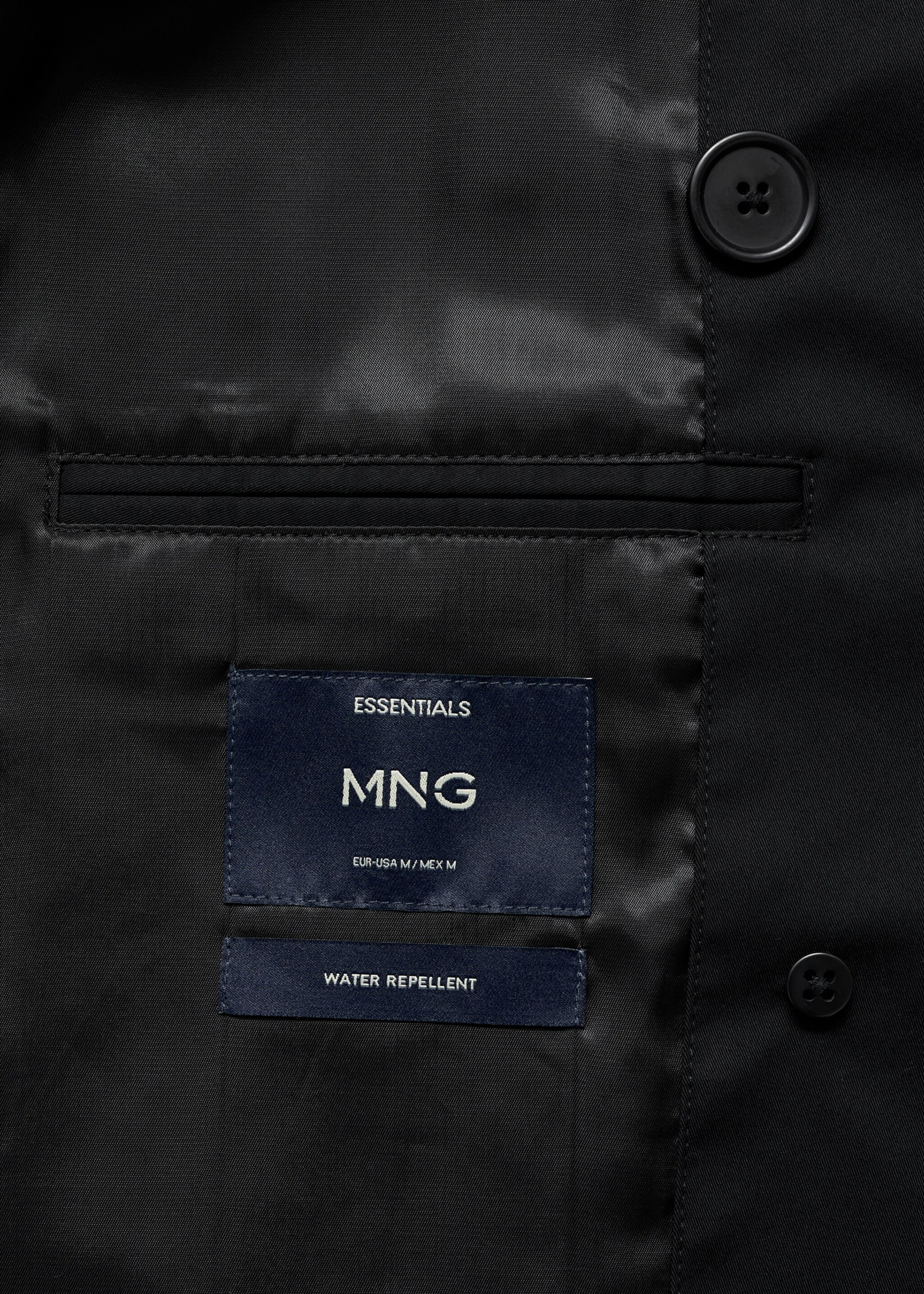 Water-repellent belted trench coat - Details of the article 8, Black. Ref: 77075961-00.