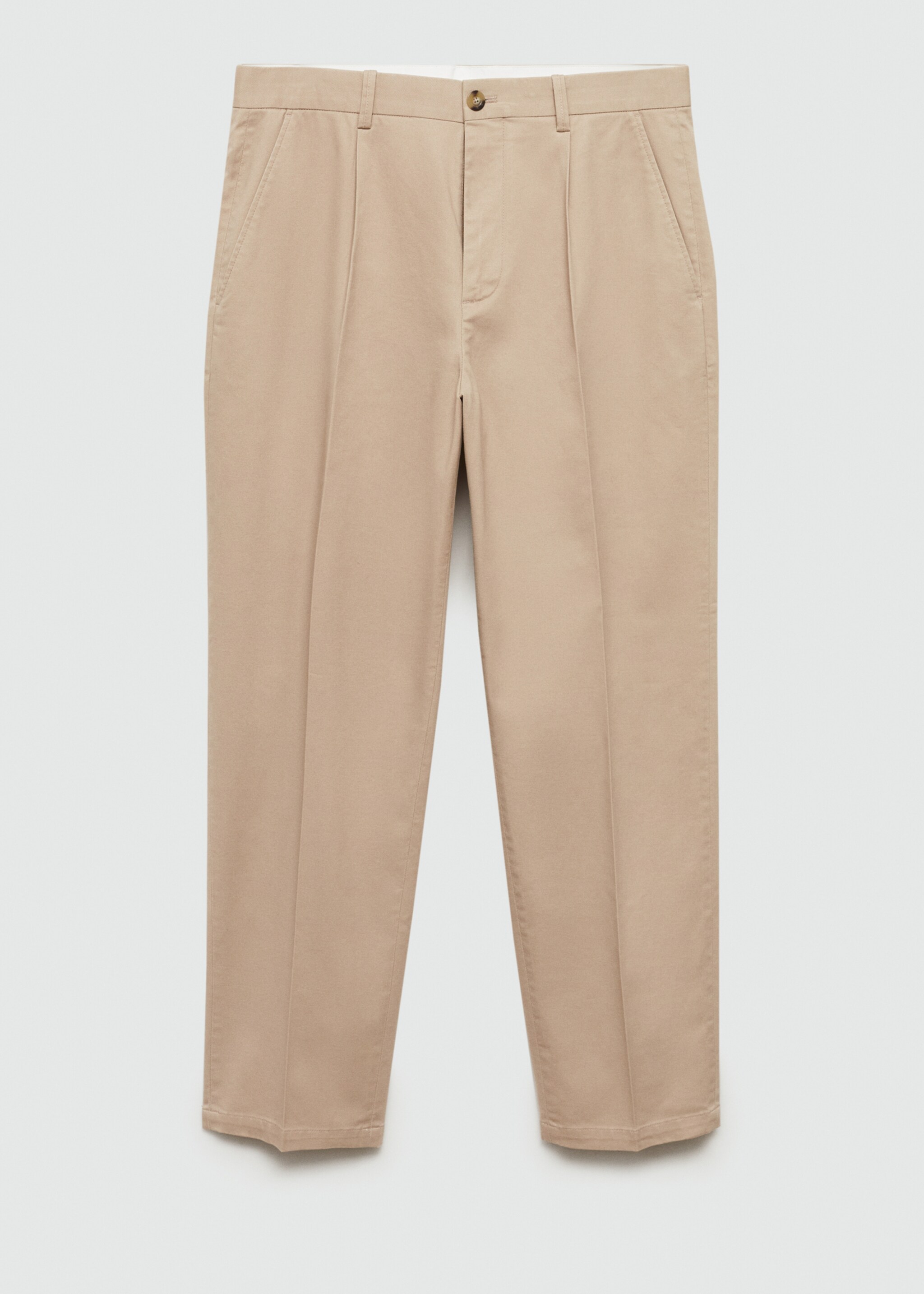 Regular Fit Bundfaltenhose aus Baumwolle - Artikel ohne Model, Ecru. Ref: 77075962-00.