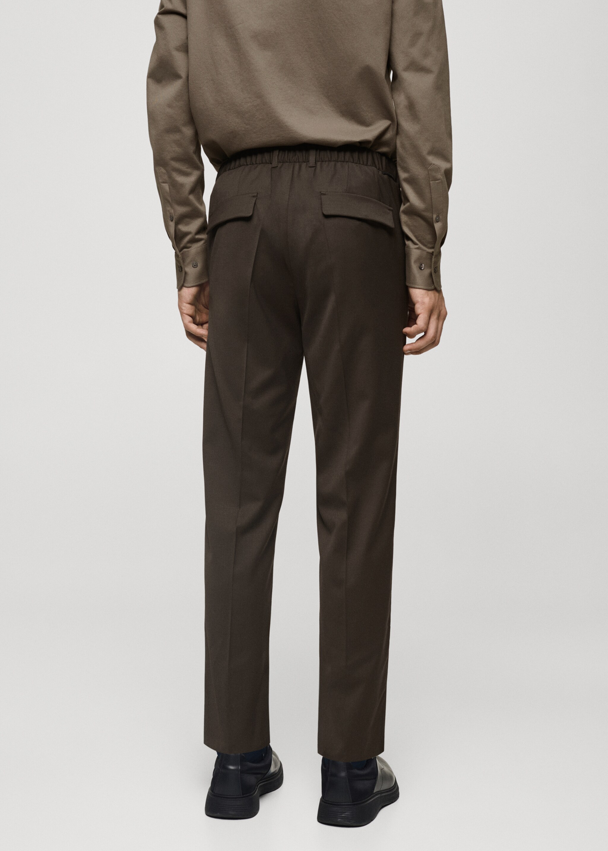 Coolmax® stretch-fabric slim-fit trousers - Reverse of the article, Brown. Ref: 77075963-00.