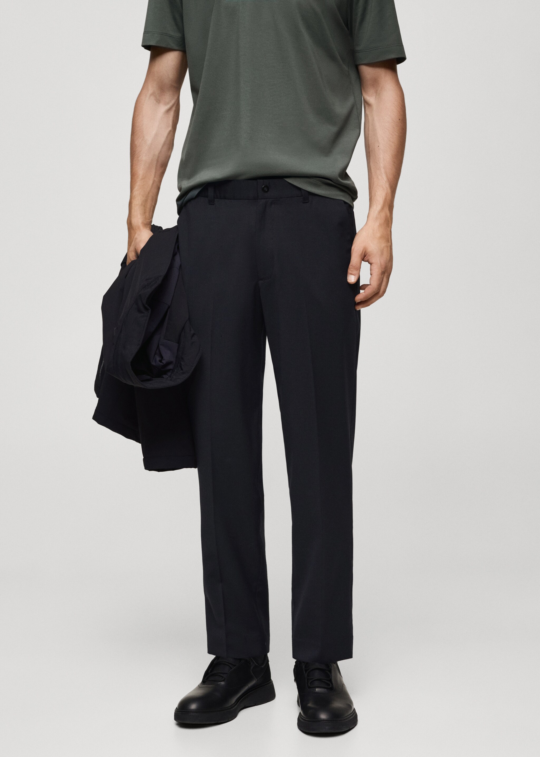 Coolmax® slim-fit broek van Comfort stretch stof - Middenvlak, Donkermarine. Ref: 77075963-00.