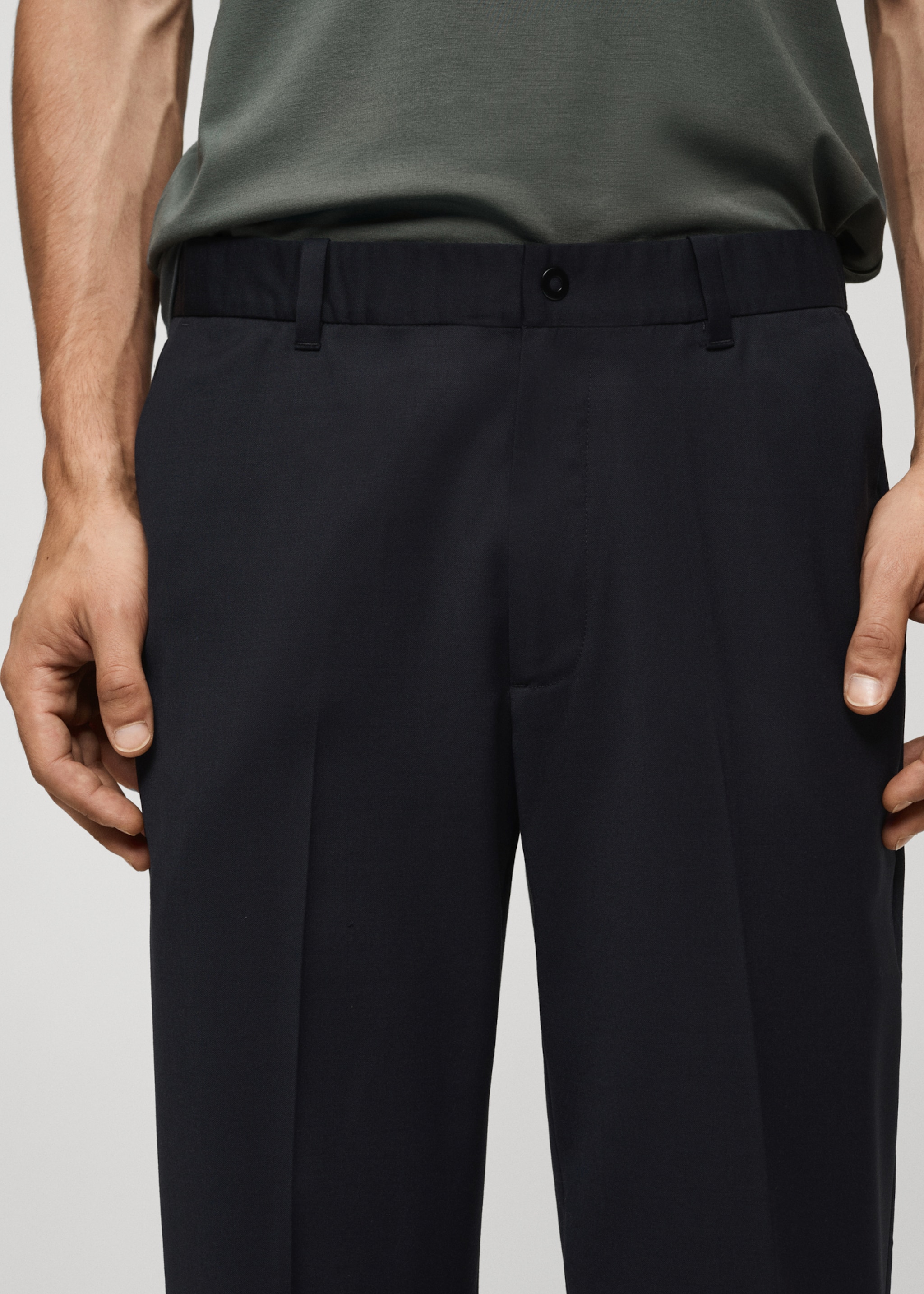 Coolmax® slim-fit broek van Comfort stretch stof - Detail van het artikel 1, Donkermarine. Ref: 77075963-00.
