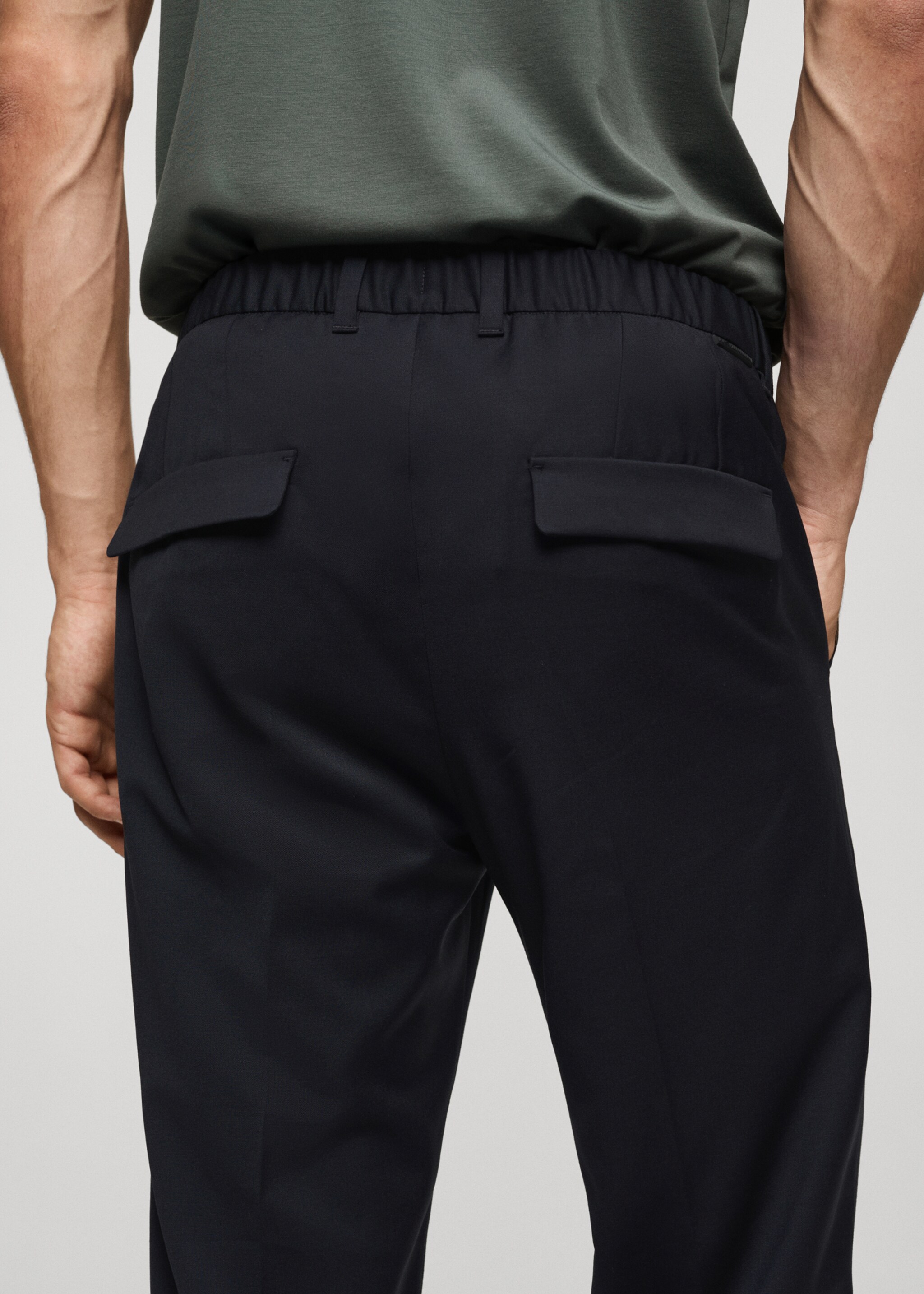 Coolmax® slim-fit broek van Comfort stretch stof - Detail van het artikel 6, Donkermarine. Ref: 77075963-00.