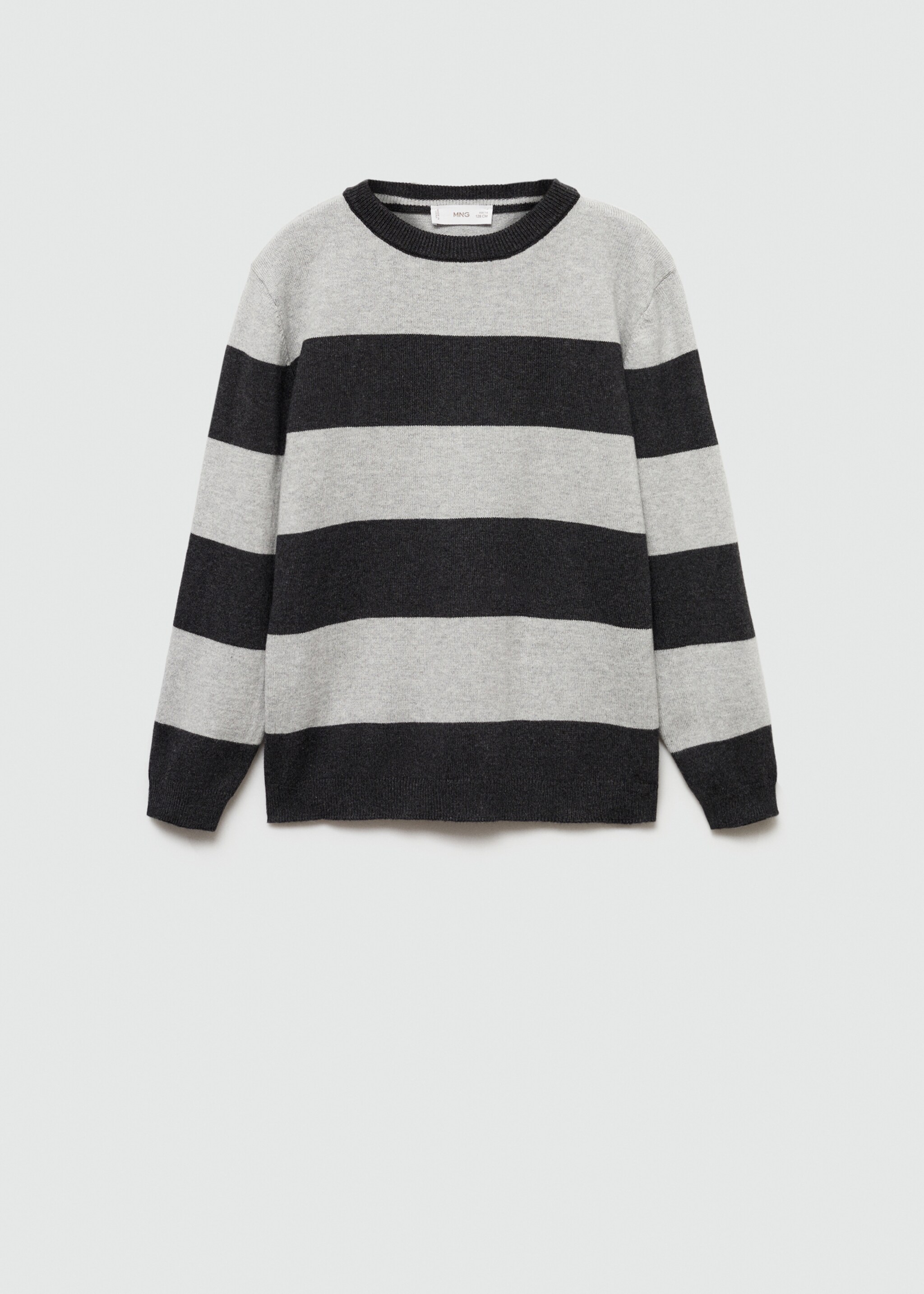 Knit striped sweater - Article without model, Charcoal. Ref: 77075964-00.