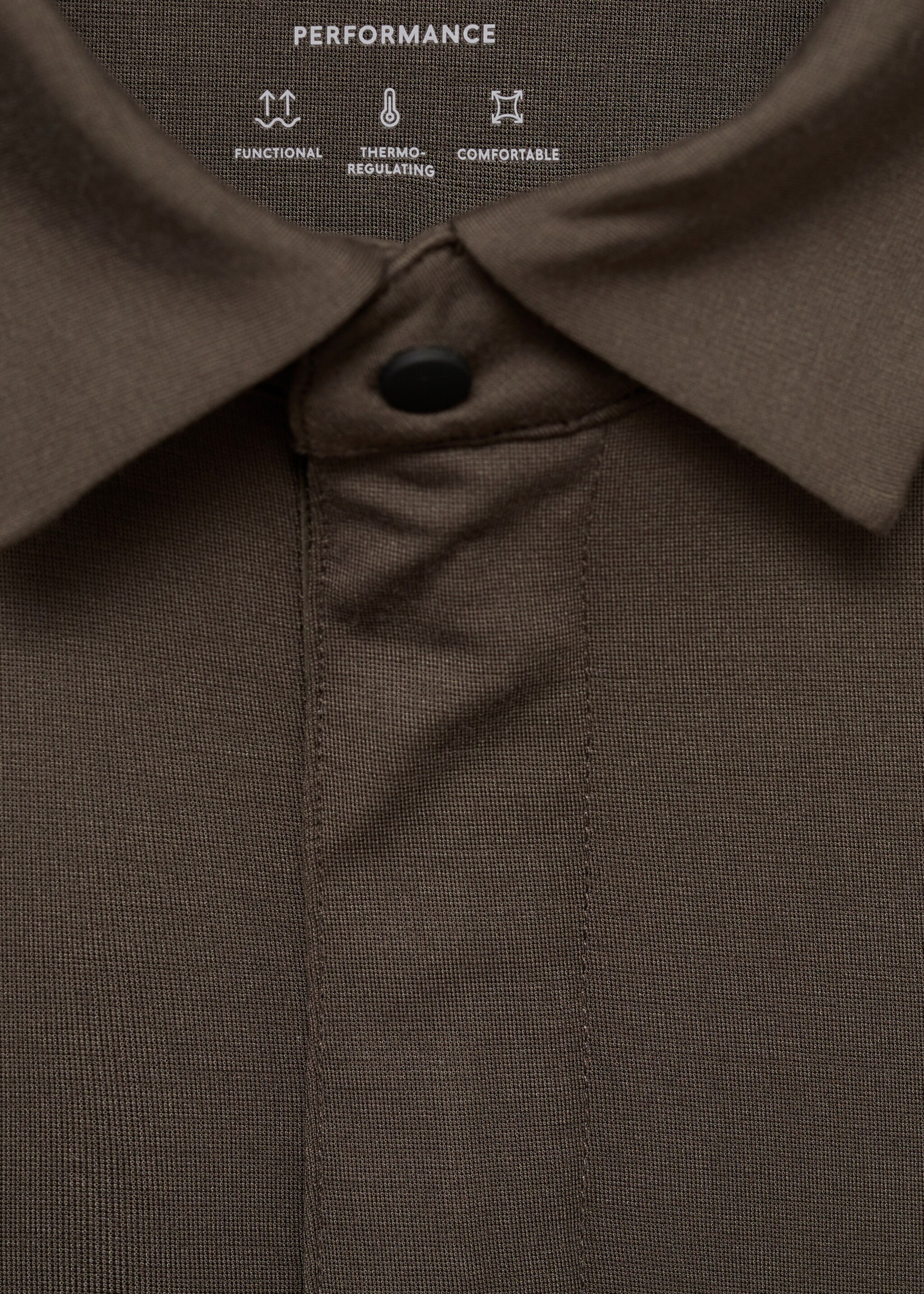 Poloshirt aus Comfort-Stretch - Detail des Artikels 8, Braun. Ref: 77075966-00.