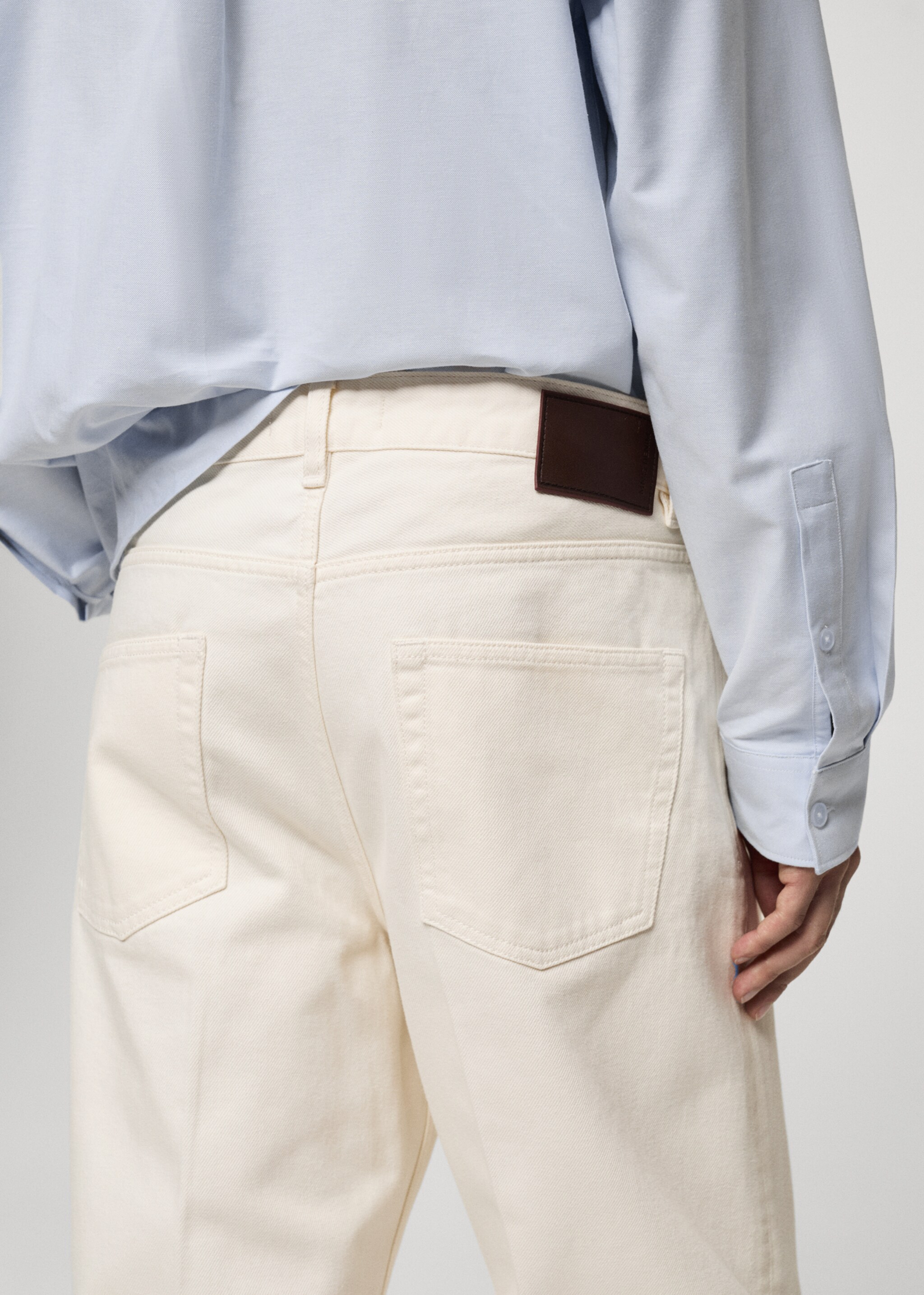 Relaxed-fit jeans with flattened stripe - Details of the article 2, Ecru. Ref: 77075973-00.