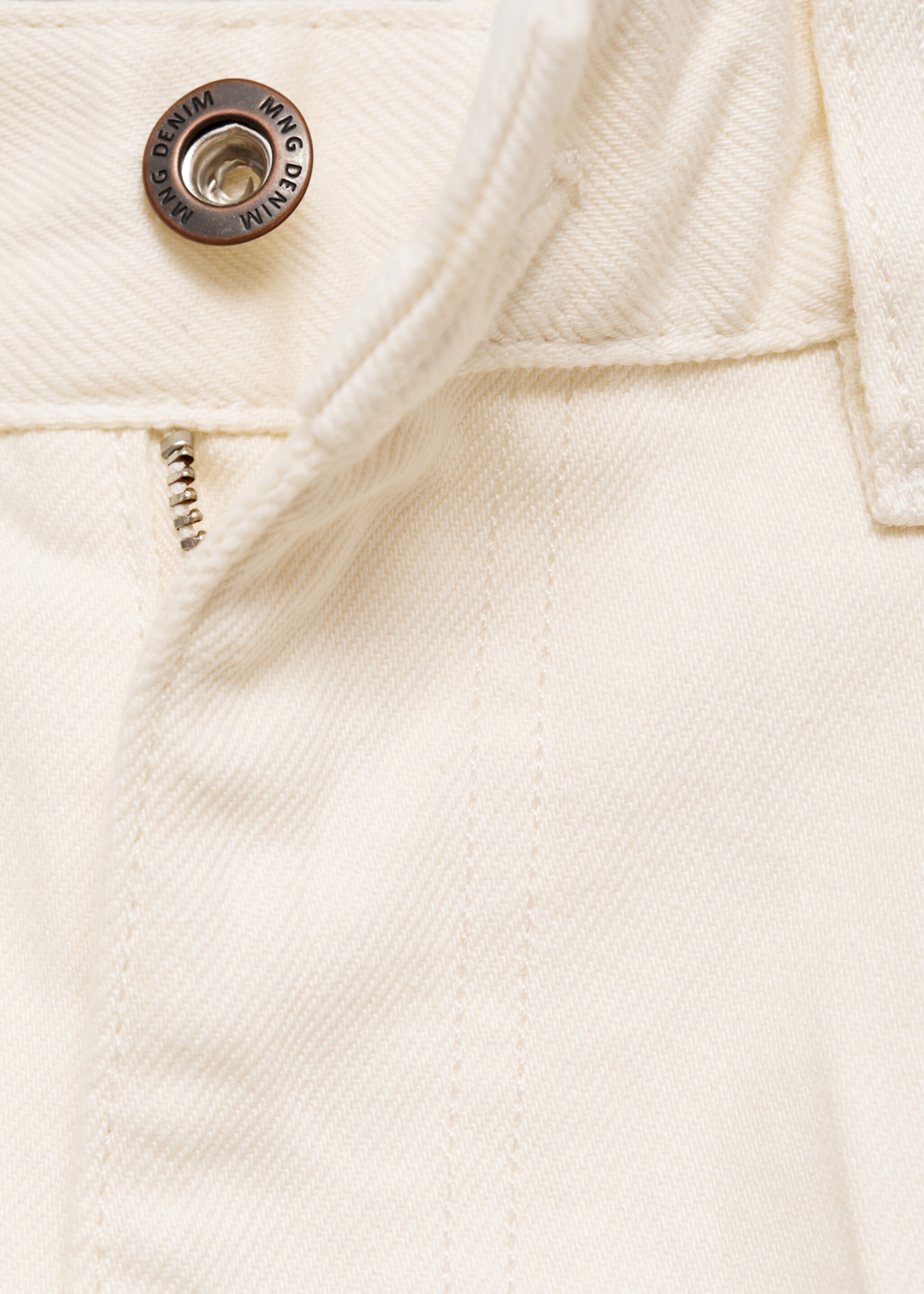 Relaxed-fit jeans with flattened stripe - Details of the article 8, Ecru. Ref: 77075973-00.