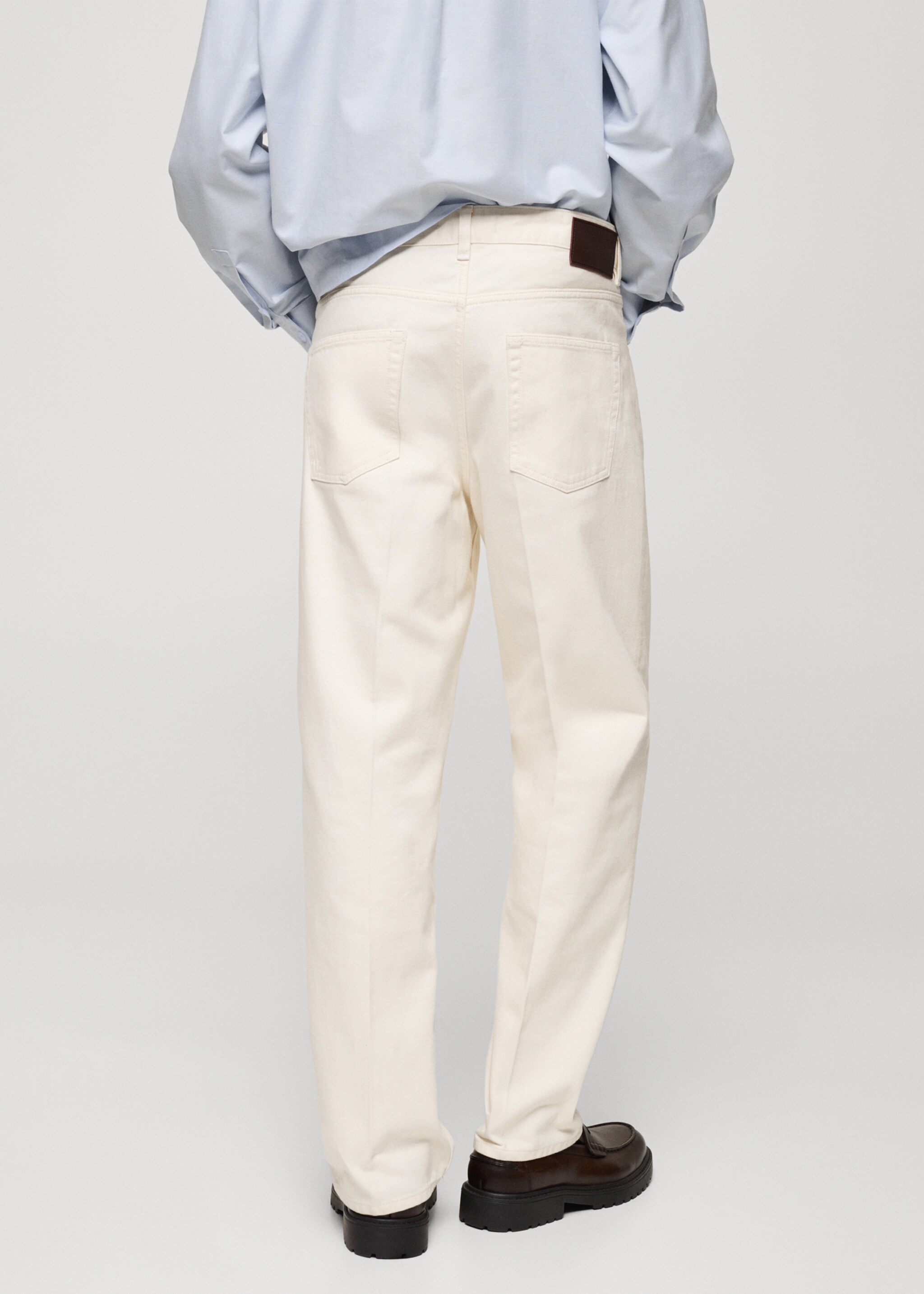 Relaxed-fit jeans with flattened stripe - Reverse of the article, Ecru. Ref: 77075973-00.