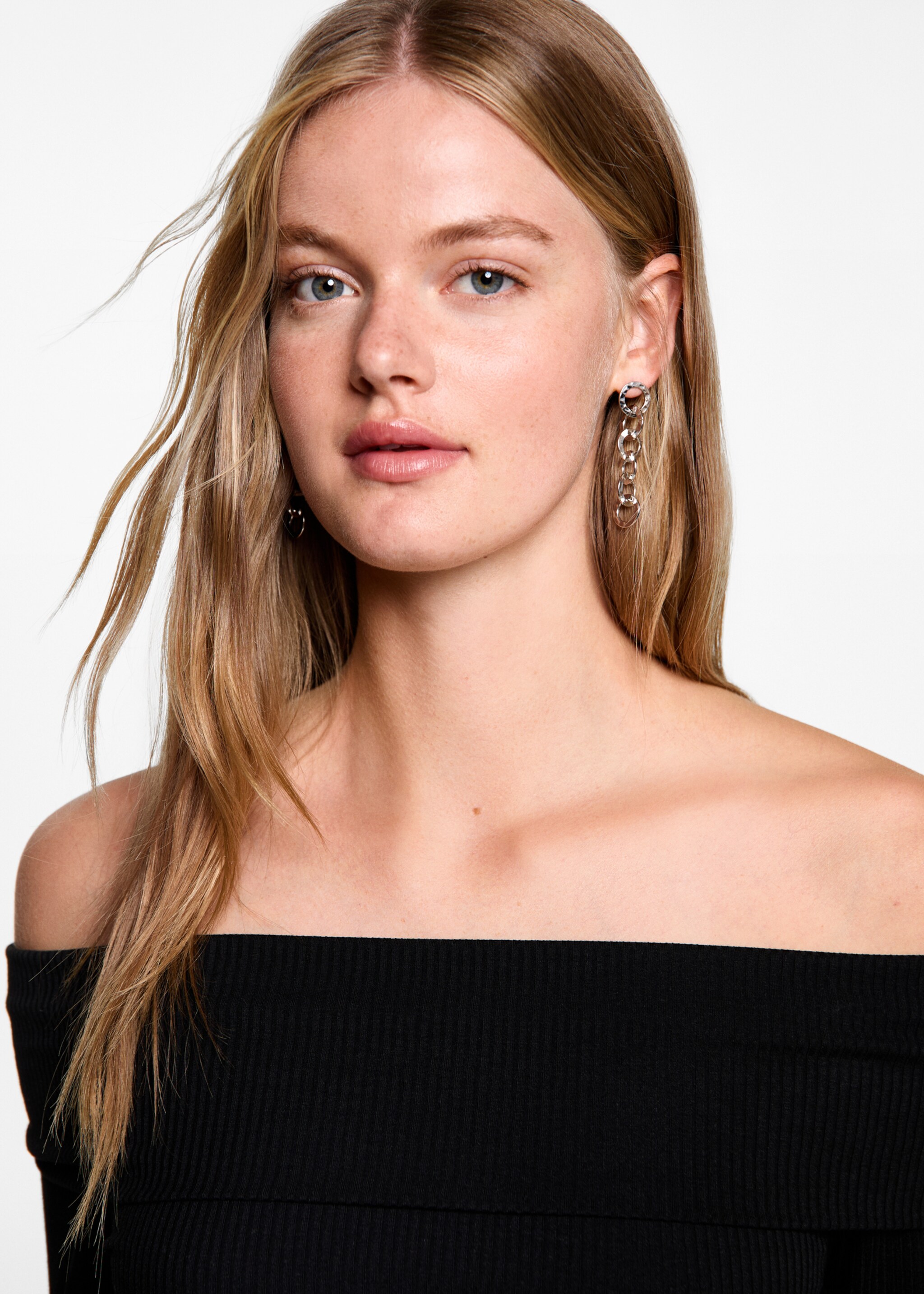 Φόρεμα μακρύ Off-the-shoulder - Λεπτομέρεια του προϊόντος 1, Μαύρο. Ref: 77075984-00.