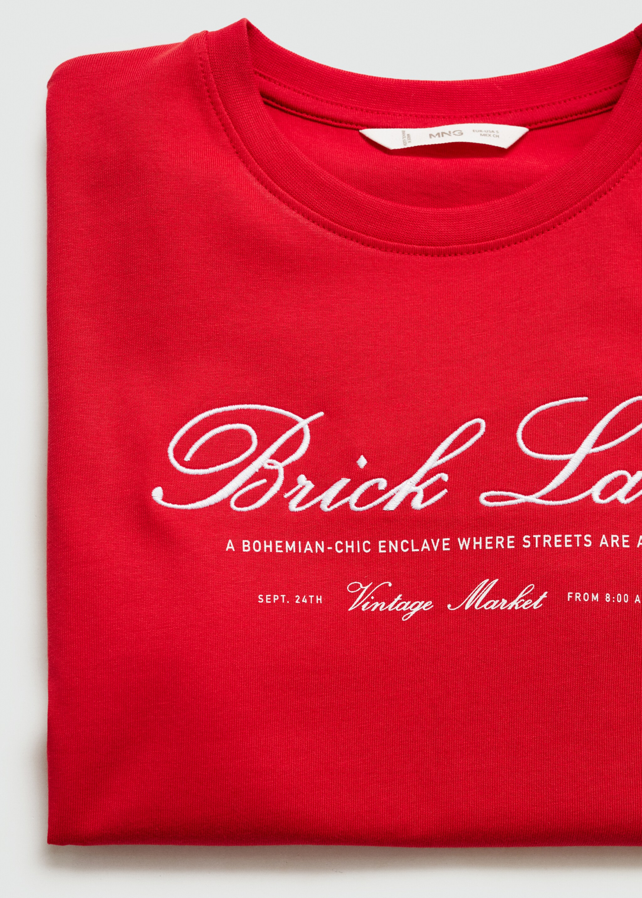 Embroidered detail cotton T-shirt - Details of the article 0