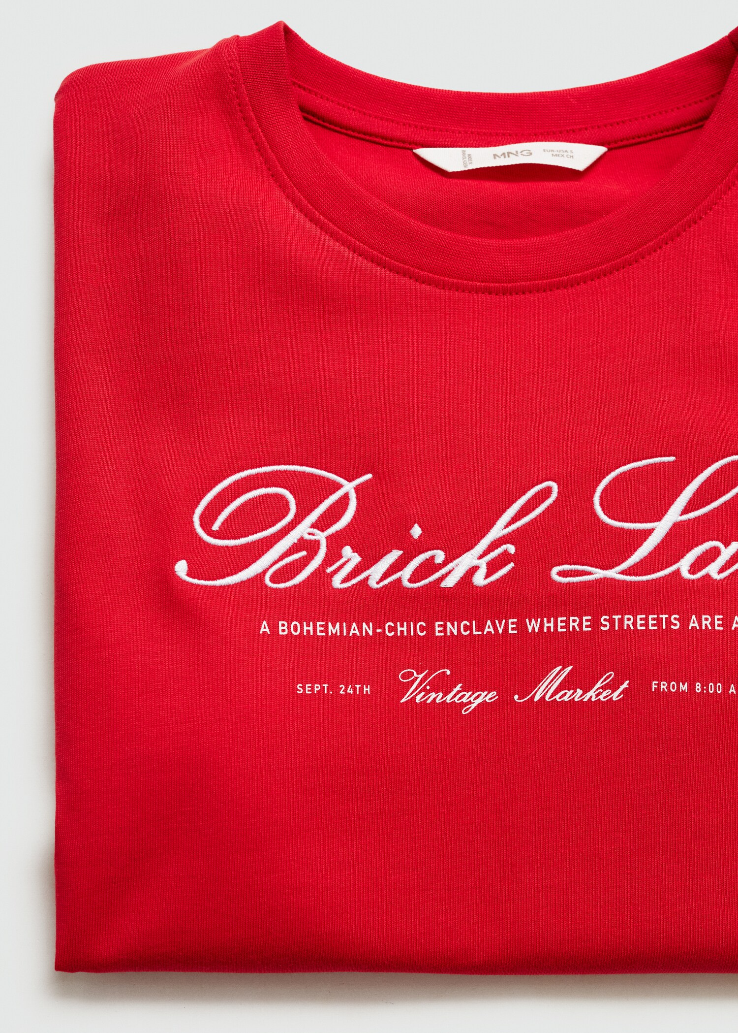 Embroidered detail cotton T-shirt - Details of the article 0