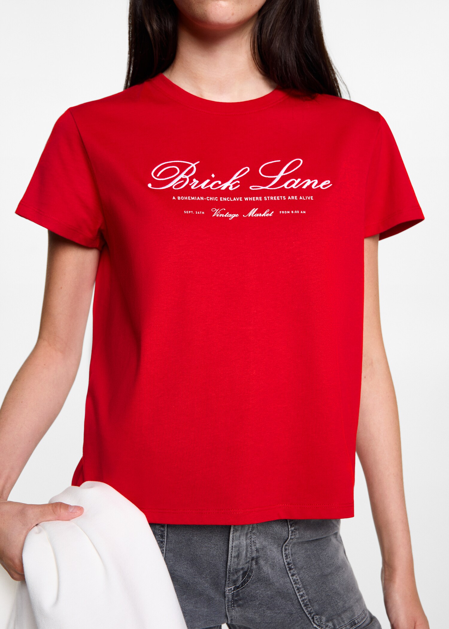 Embroidered detail cotton T-shirt - Details of the article 6