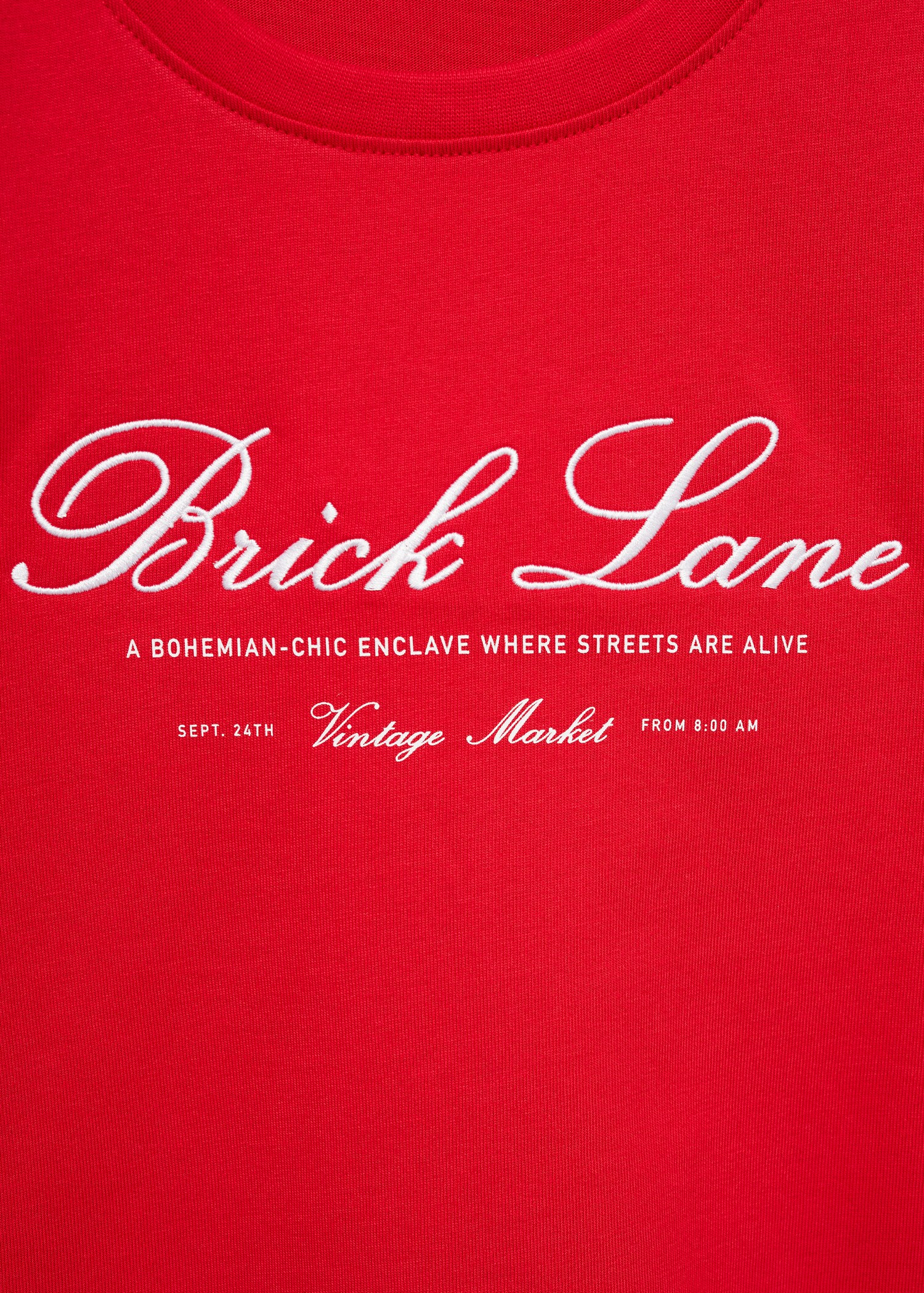Embroidered detail cotton T-shirt - Details of the article 8