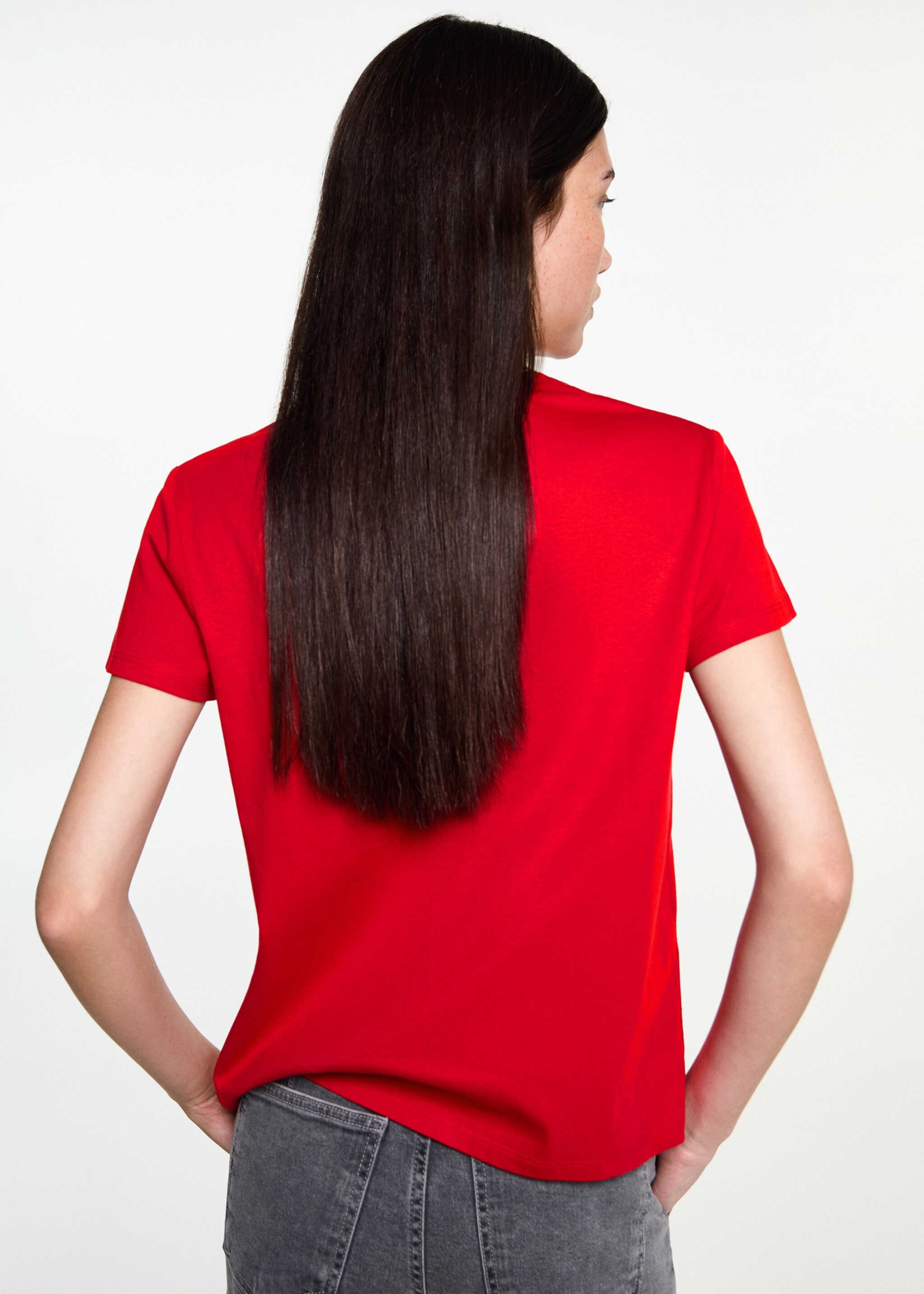 Embroidered detail cotton T-shirt - Reverse of the article