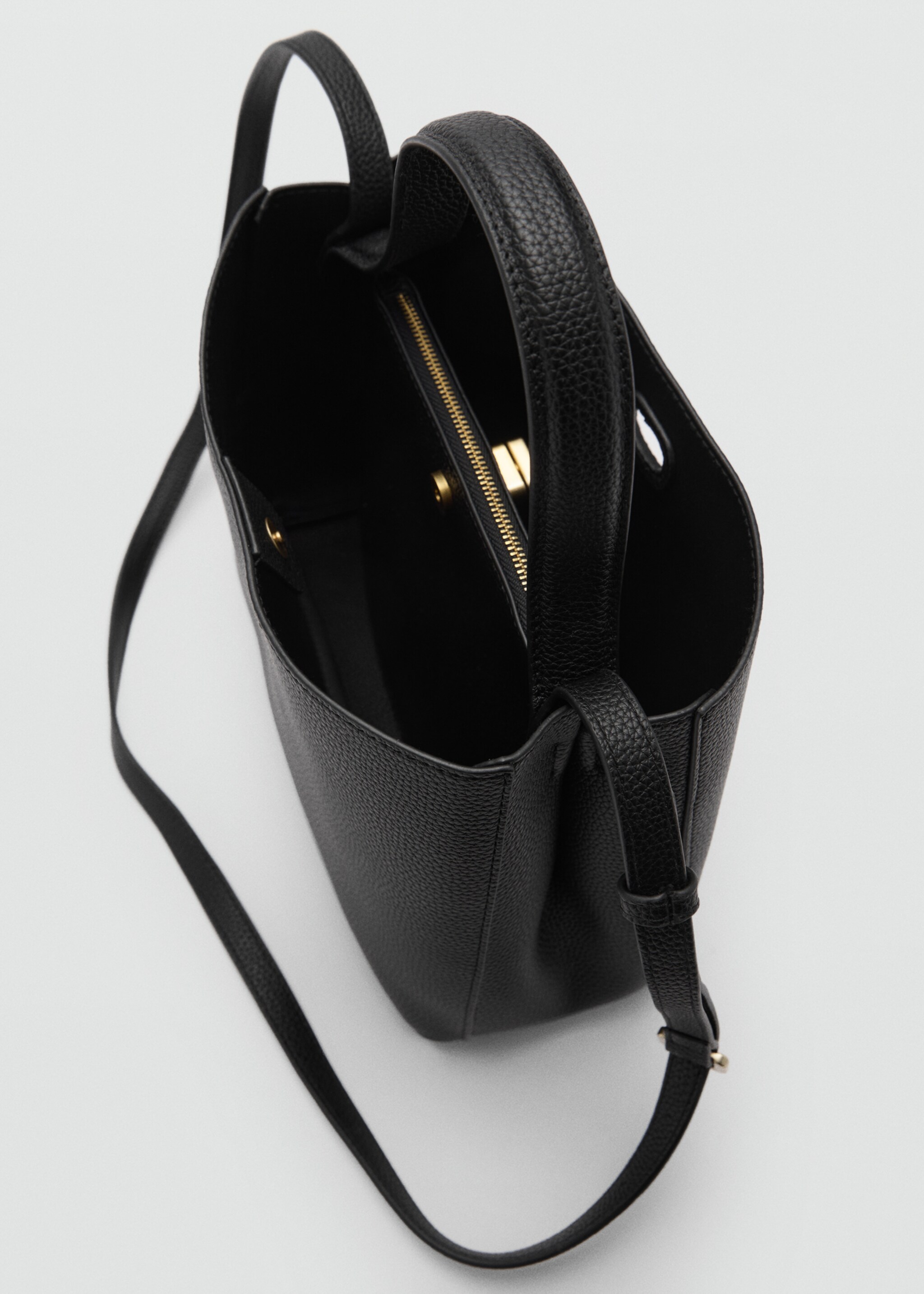 Crossbody bag with double handle - Details of the article 2, Black. Ref: 77075999-00.