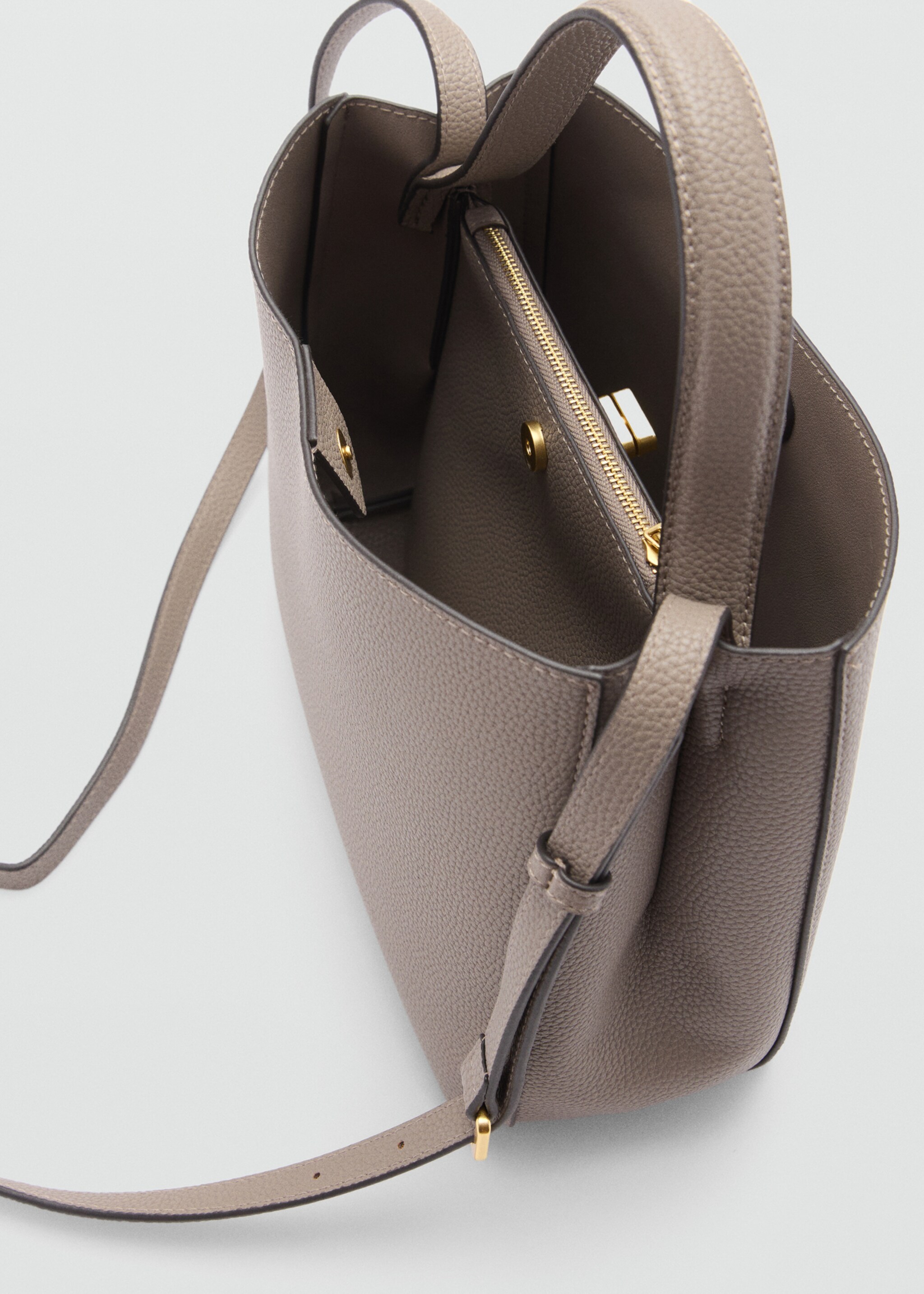 Crossbody bag with double handle - Details of the article 2, Light/Pastel Brown. Ref: 77075999-00.