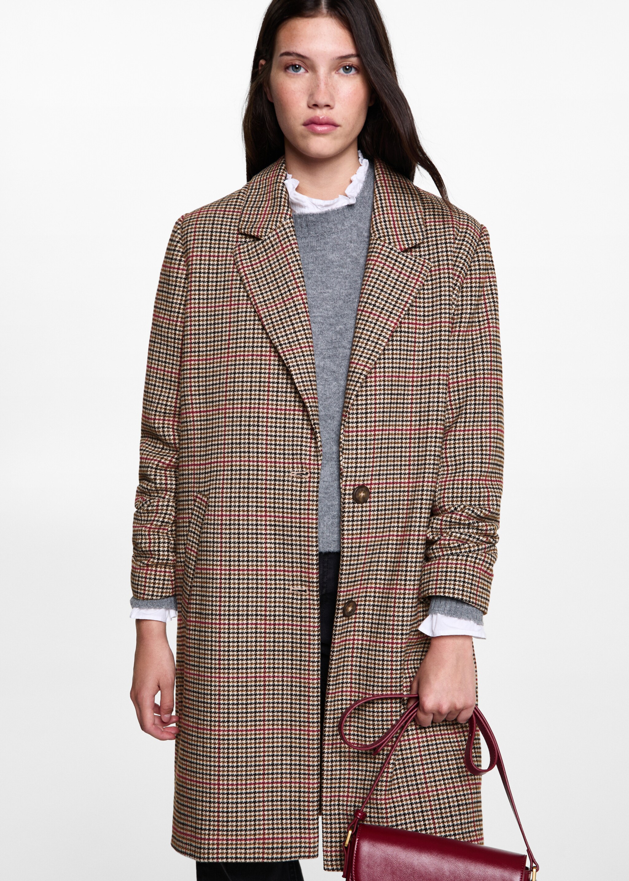 Houndstooth coat - Medium plane, Beige. Ref: 77076000-00.