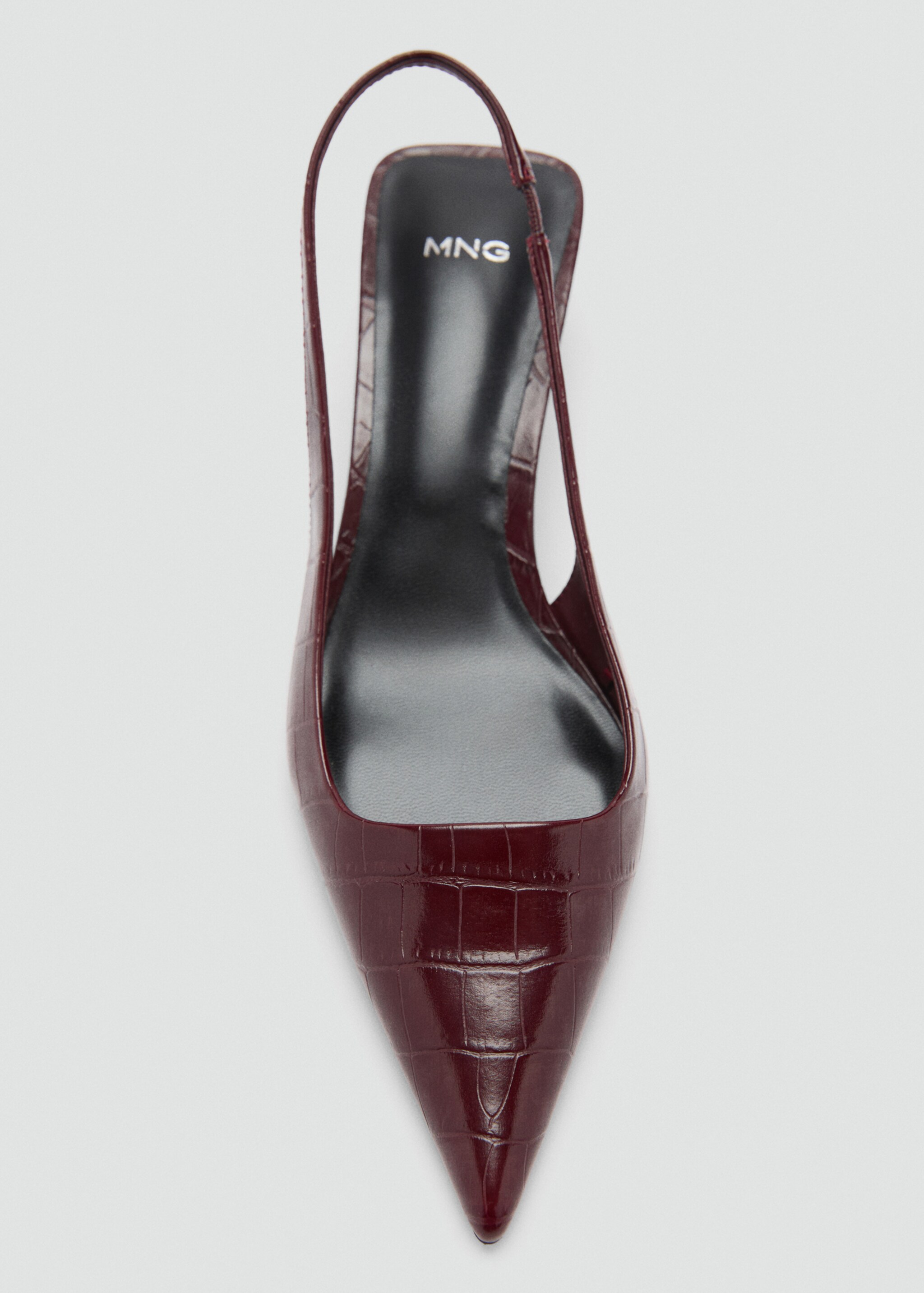 Crocodrile kitten-heel shoes - Details of the article 3, Burgundy. Ref: 77076001-00.