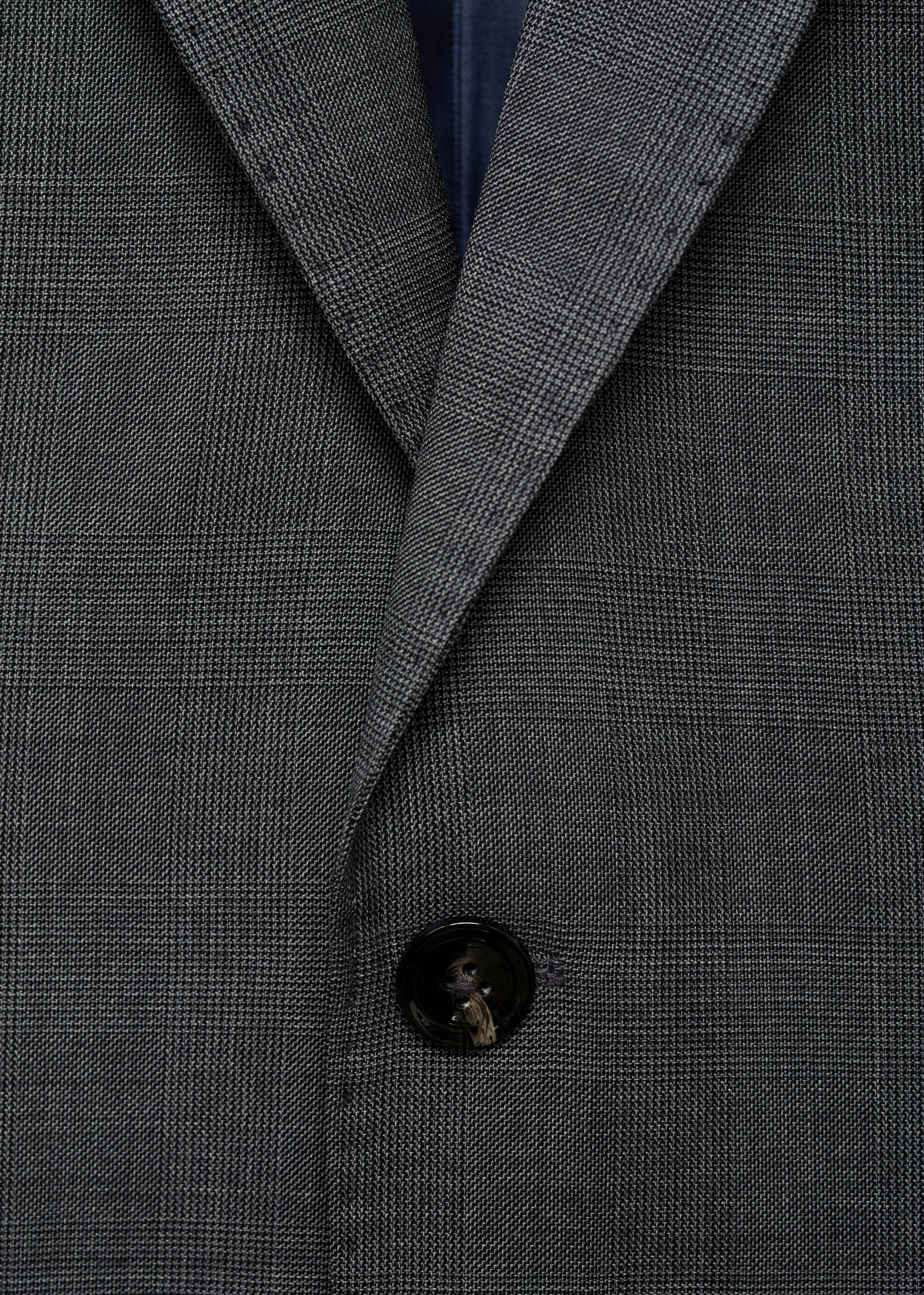 Venecia 100% virgin wool Prince of Wales check suit jacket - Details of the article 8, Grey. Ref: 77076006-00.