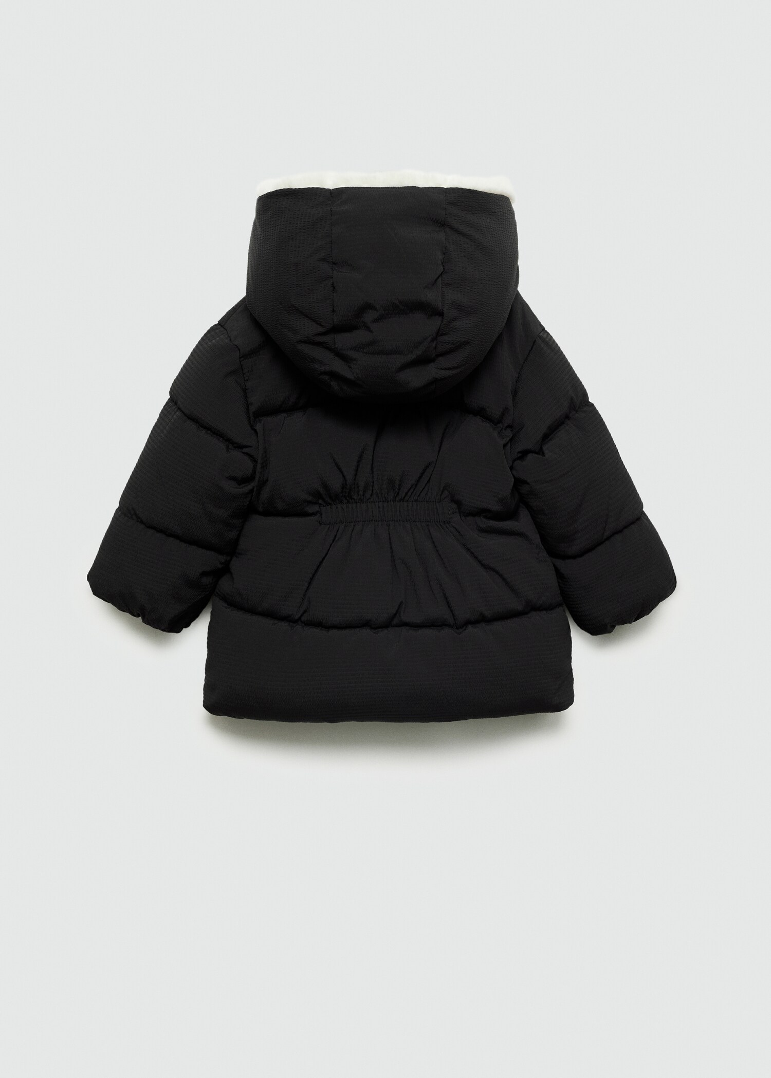 Quilted coat with fur-effect hood - Reverse of the article