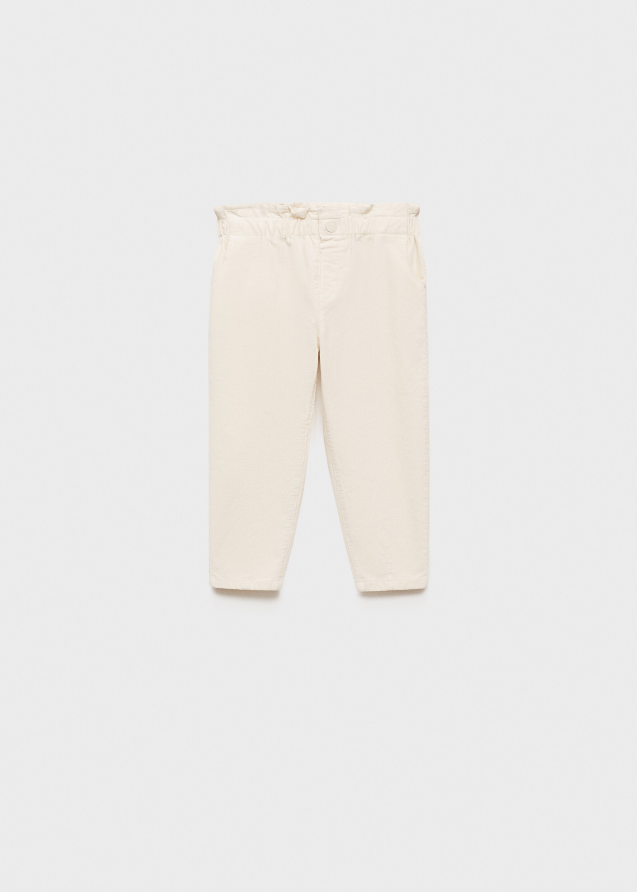 Corduroy paper bag trousers - Article without model, Ecru. Ref: 77076344-00.
