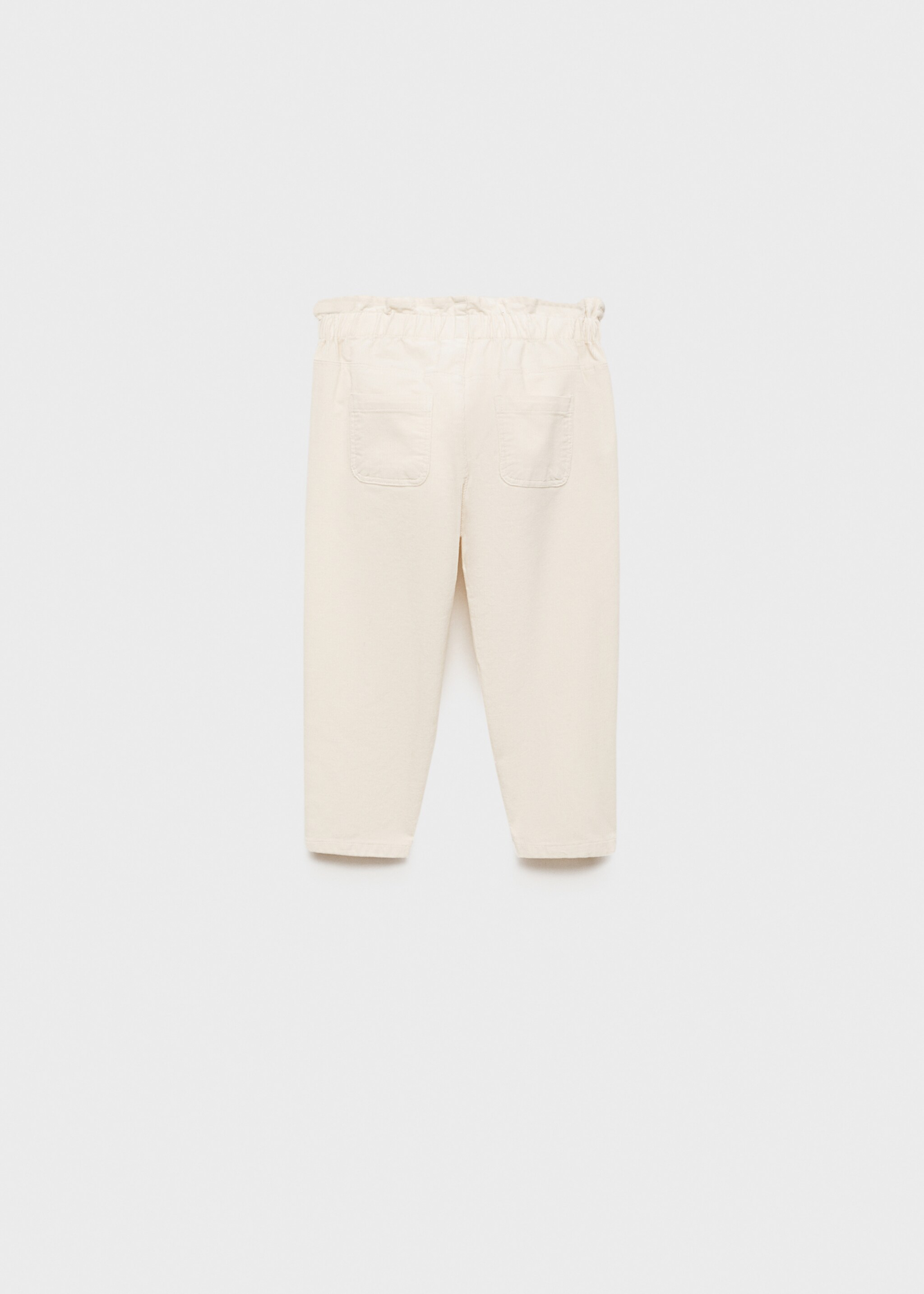 Corduroy paper bag trousers - Reverse of the article, Ecru. Ref: 77076344-00.