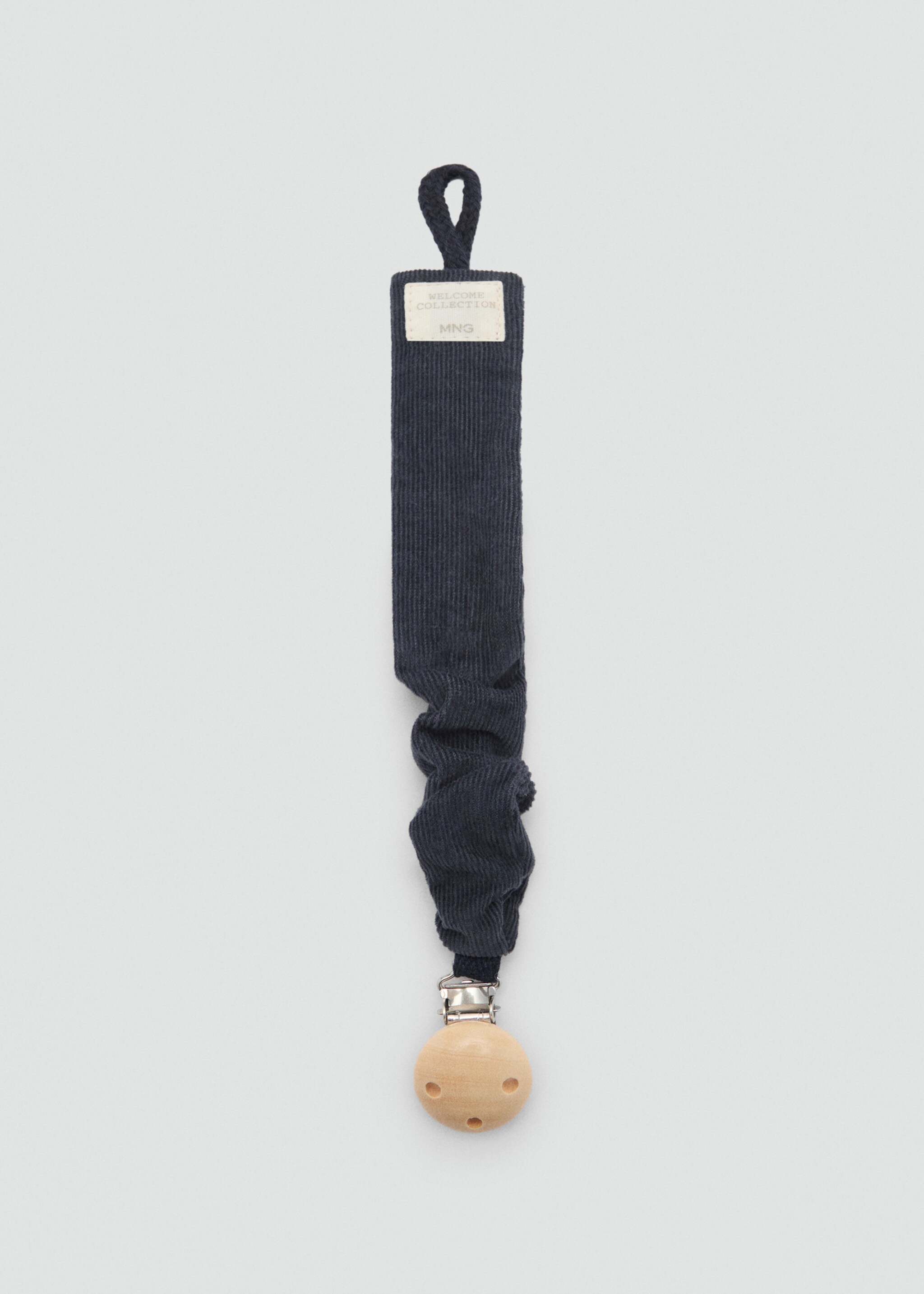 Corduroy brooch pacifier holder - Article without model, Dark Navy. Ref: 77076347-00.