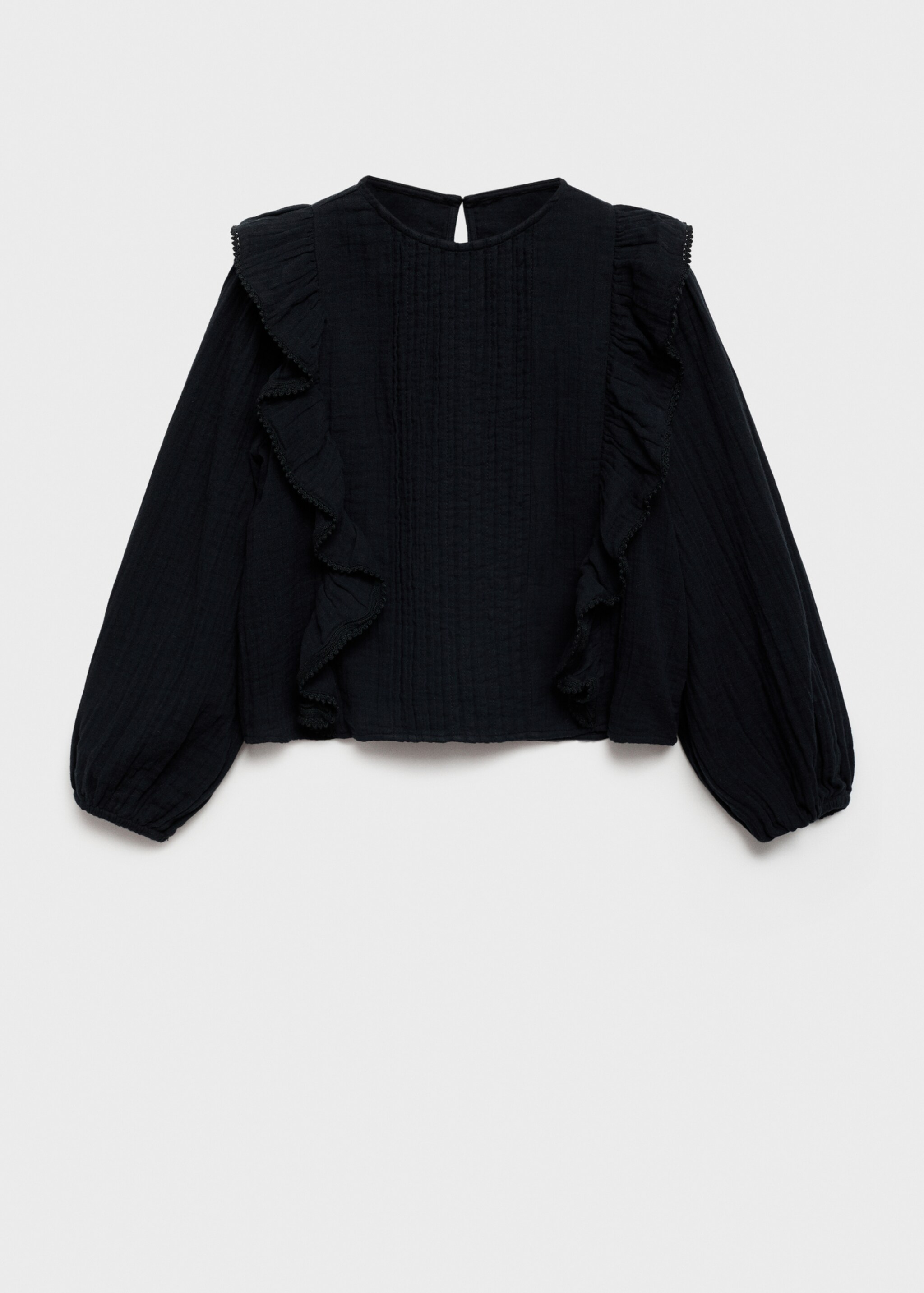 Frills embroidered shirt - Article without model, Black. Ref: 77076726-00.