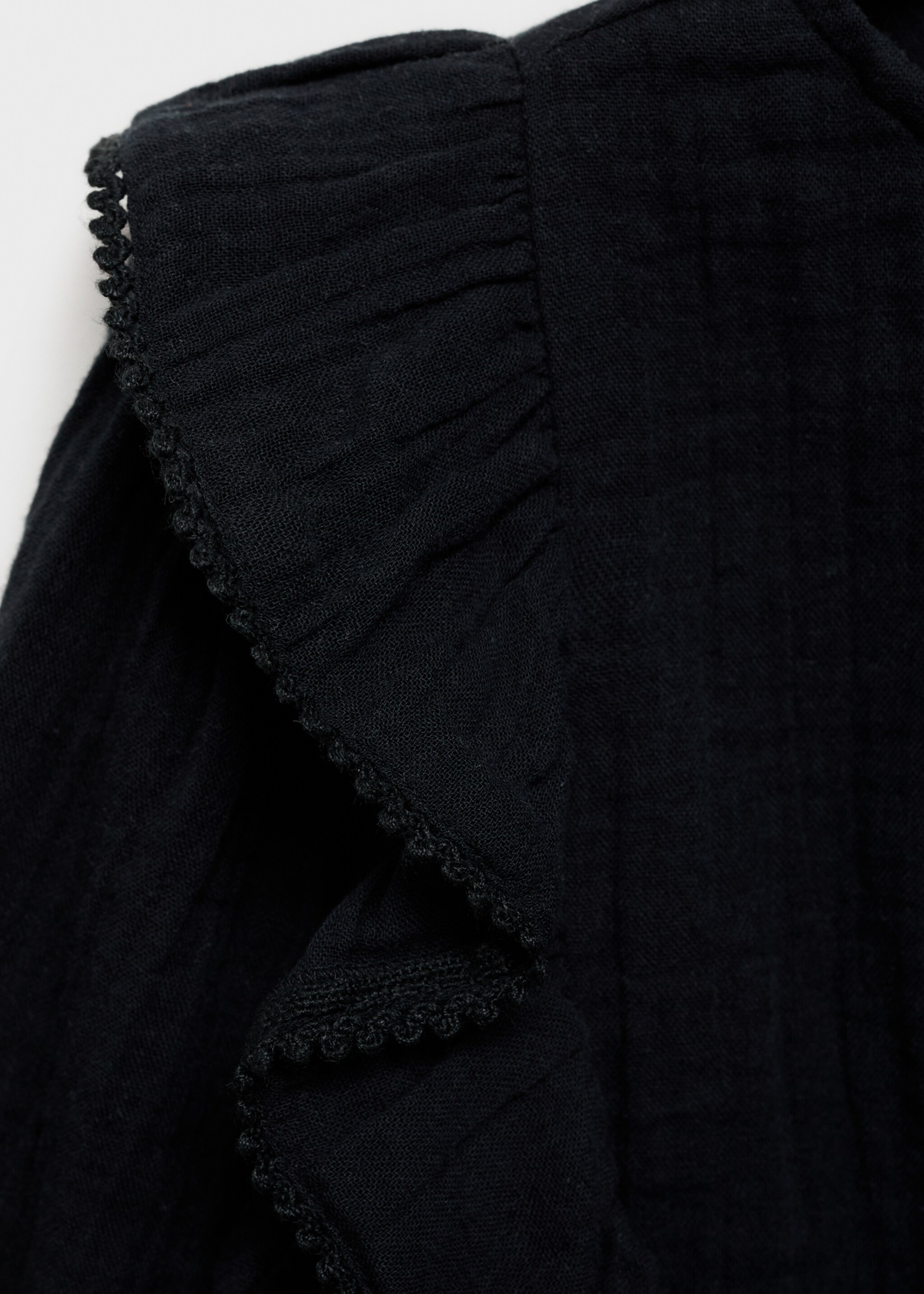 Frills embroidered shirt - Details of the article 8, Black. Ref: 77076726-00.