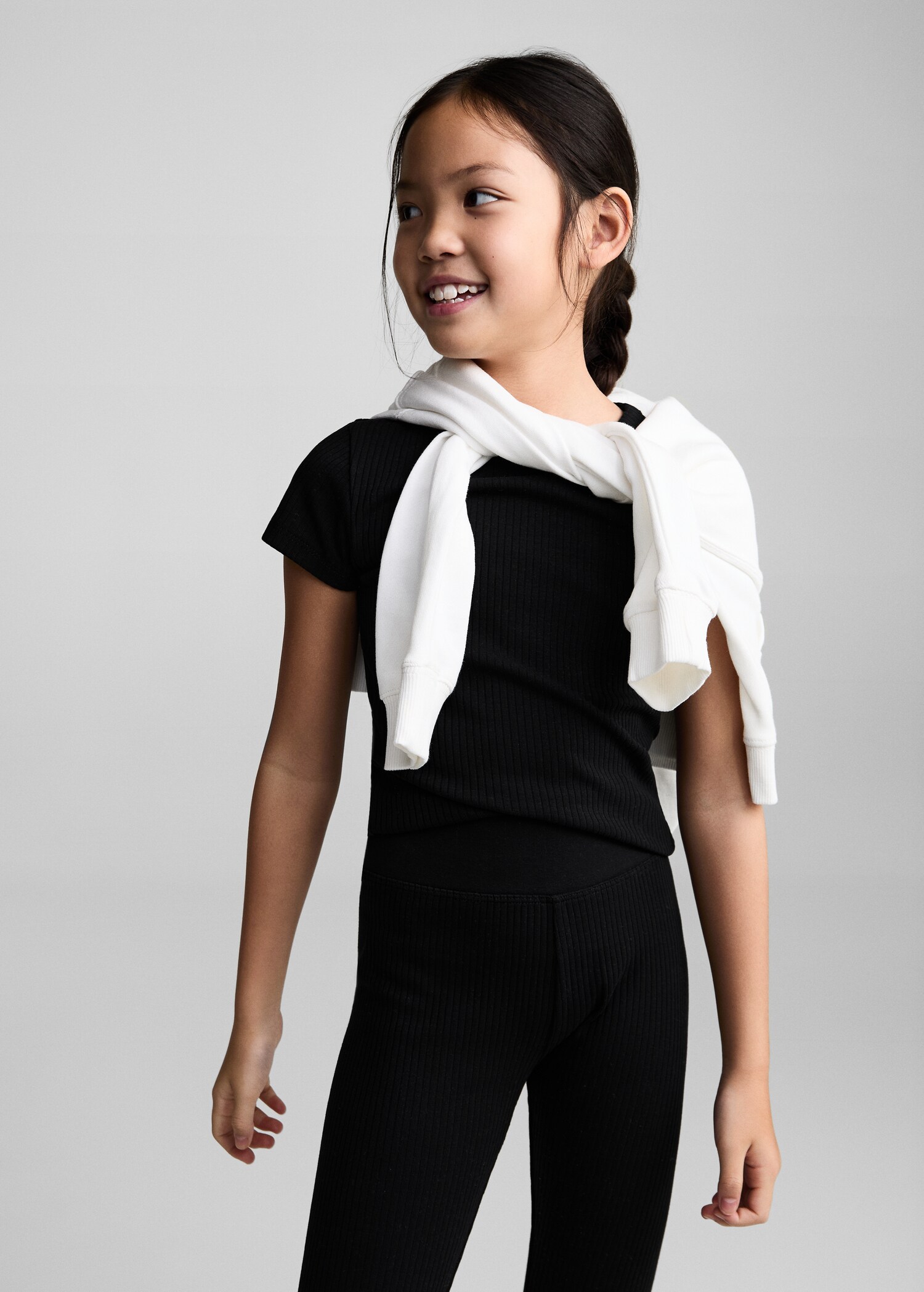Legging maille côtelée coton - Plan moyen