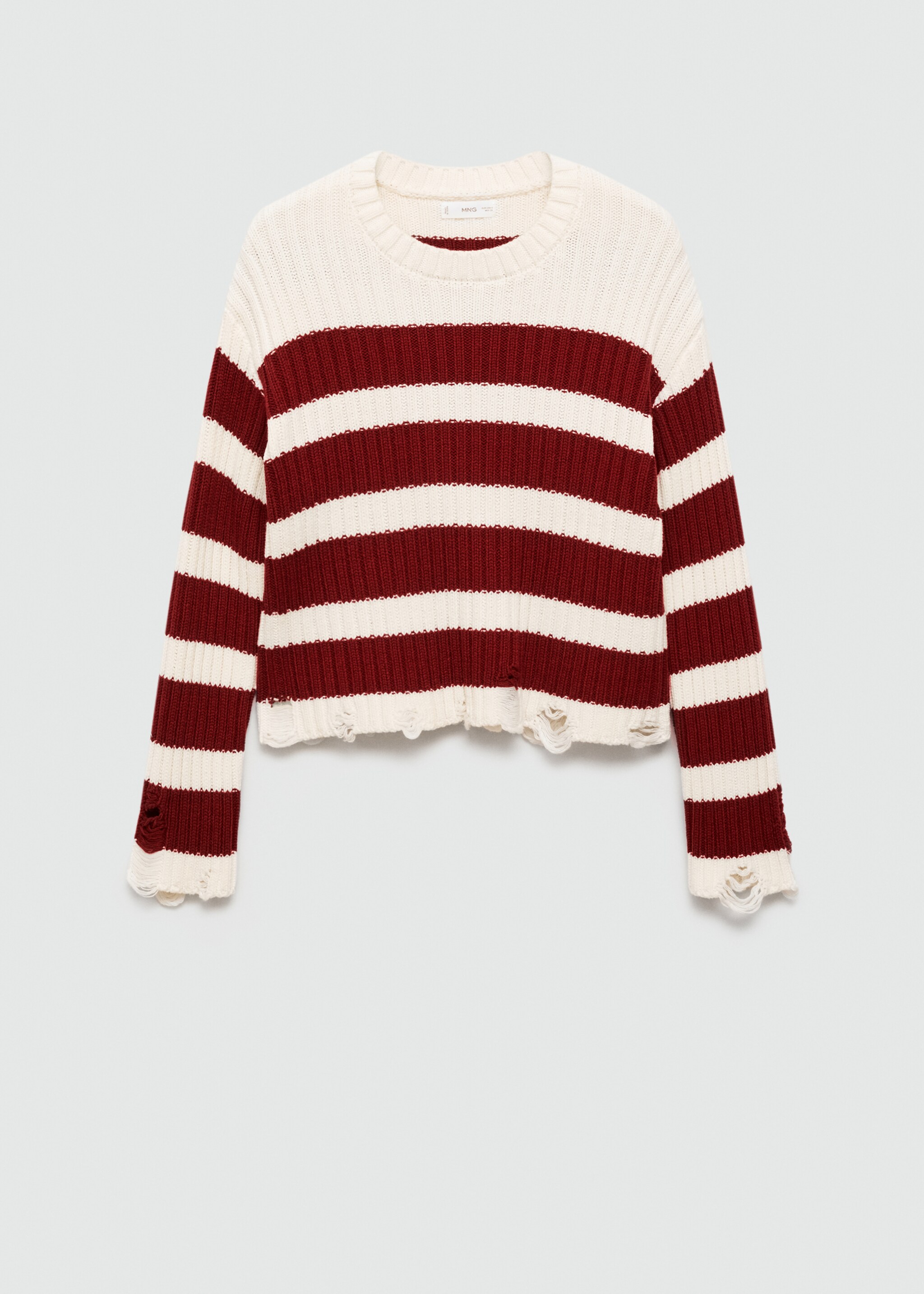 Knit striped sweater - Article without model, Maroon. Ref: 77076736-00.