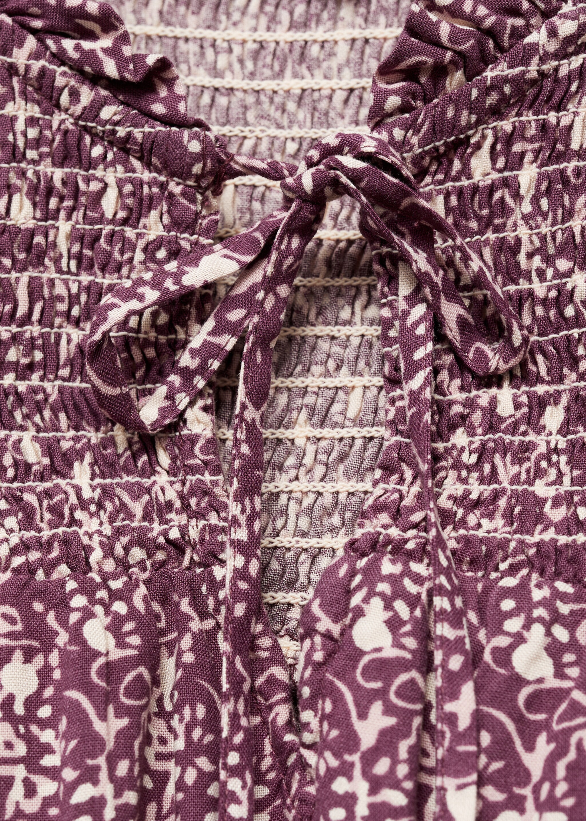 Ruched floral dress - Details of the article 0, Pink. Ref: 77076740-00.