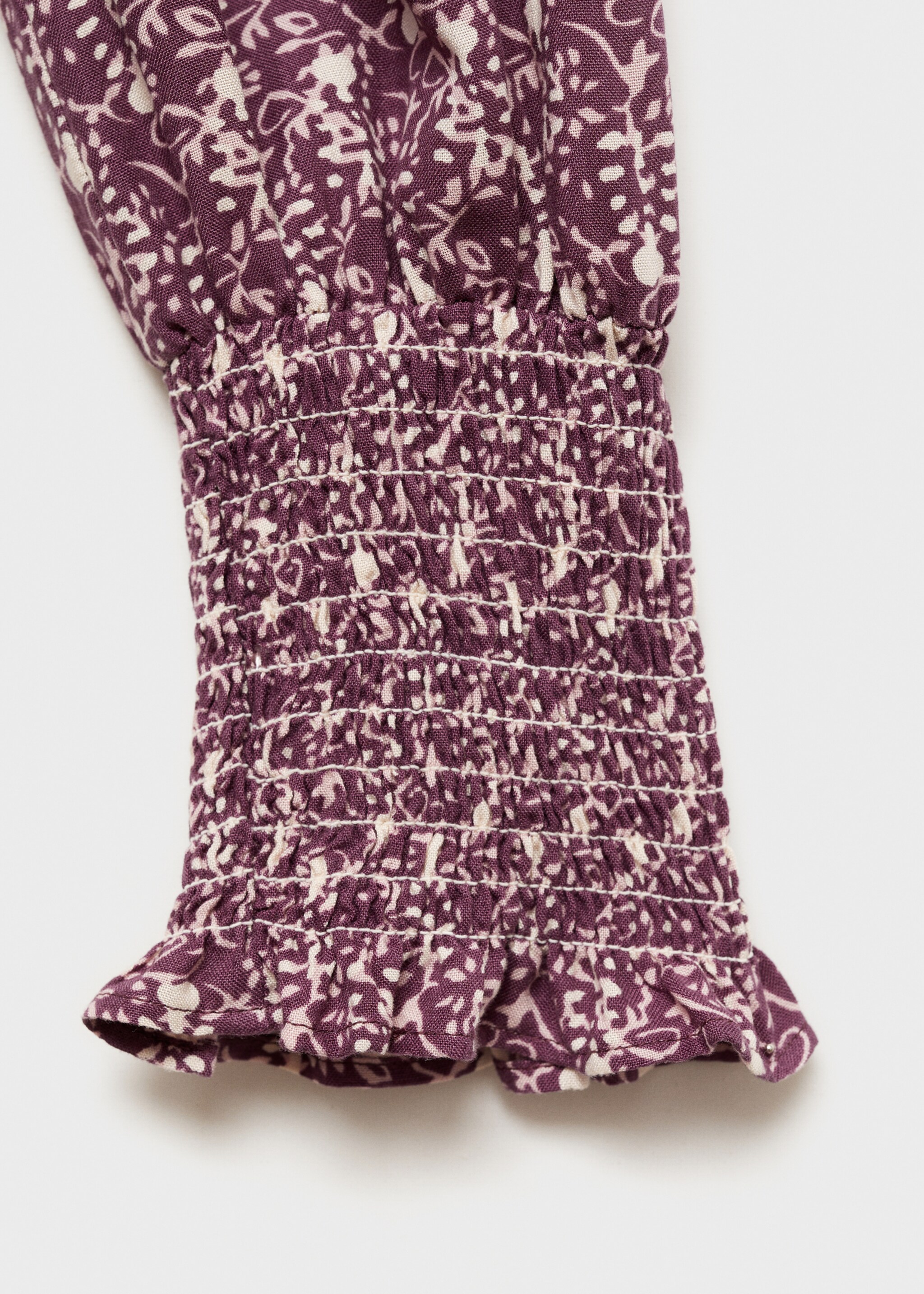 Ruched floral dress - Details of the article 8, Pink. Ref: 77076740-00.