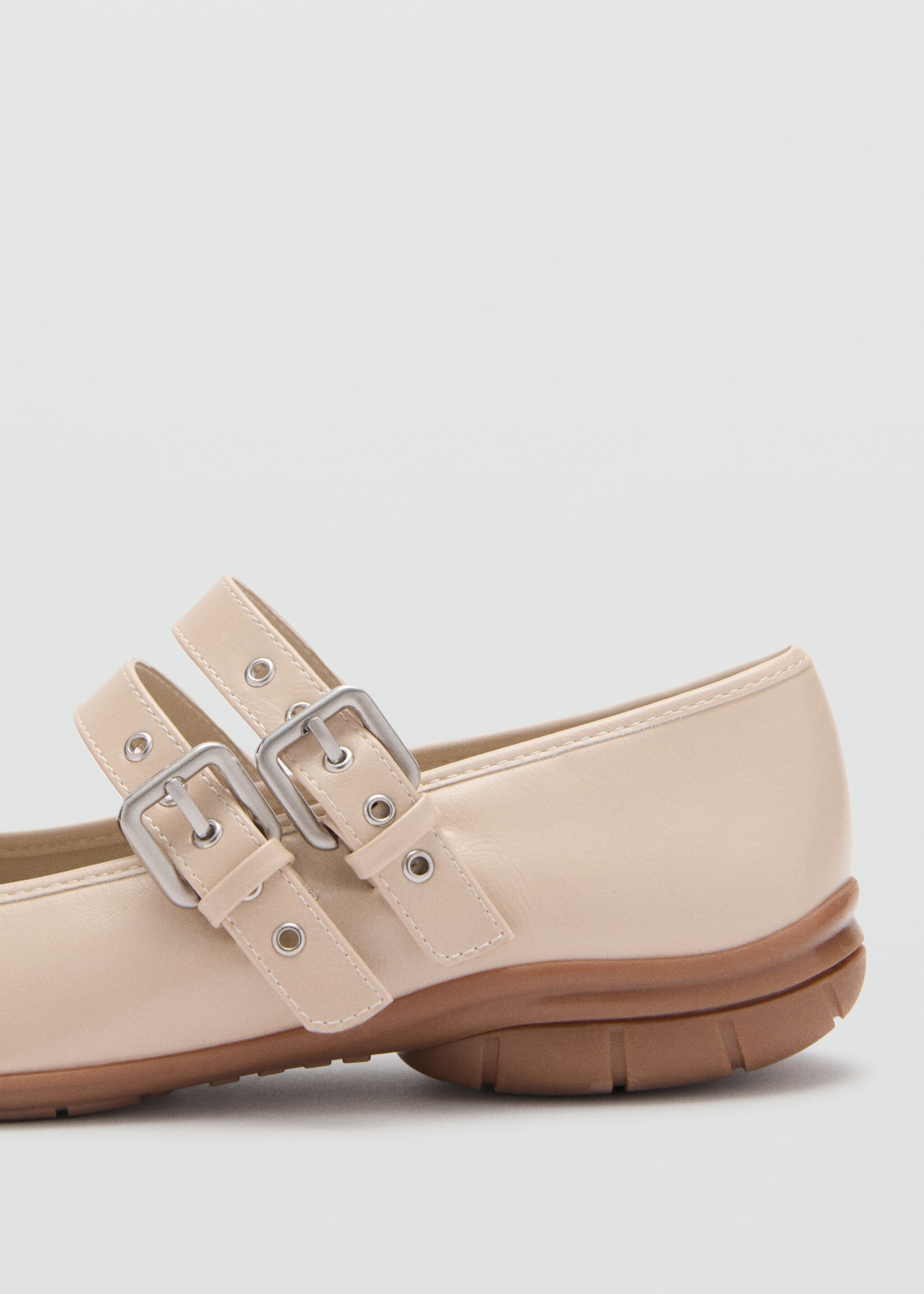 Ballerina shoes with double buckle - Details of the article 1, Beige. Ref: 77076742-00.