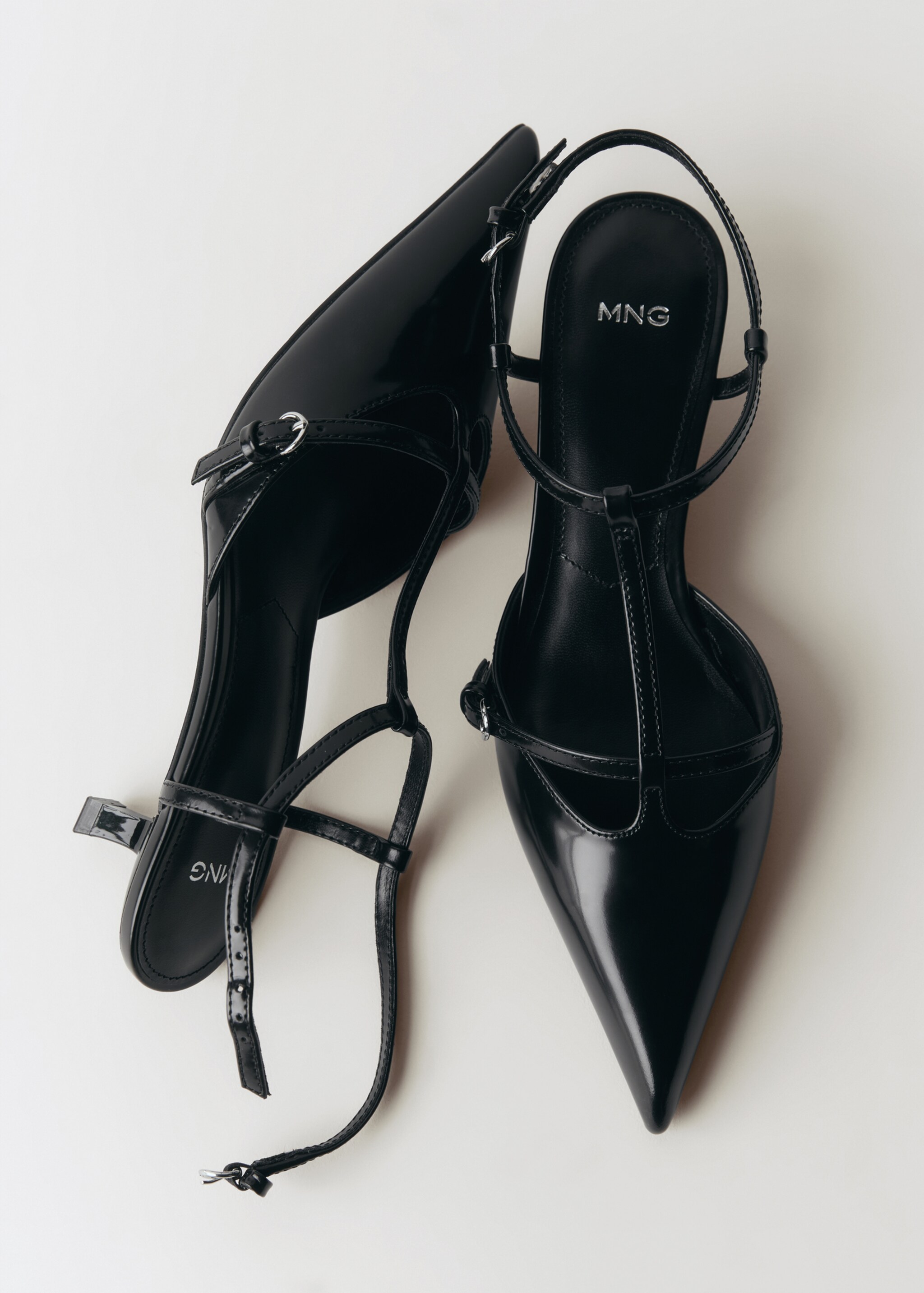 Kitten-heel leather shoes - Details of the article 3, Black. Ref: 77076746-00.