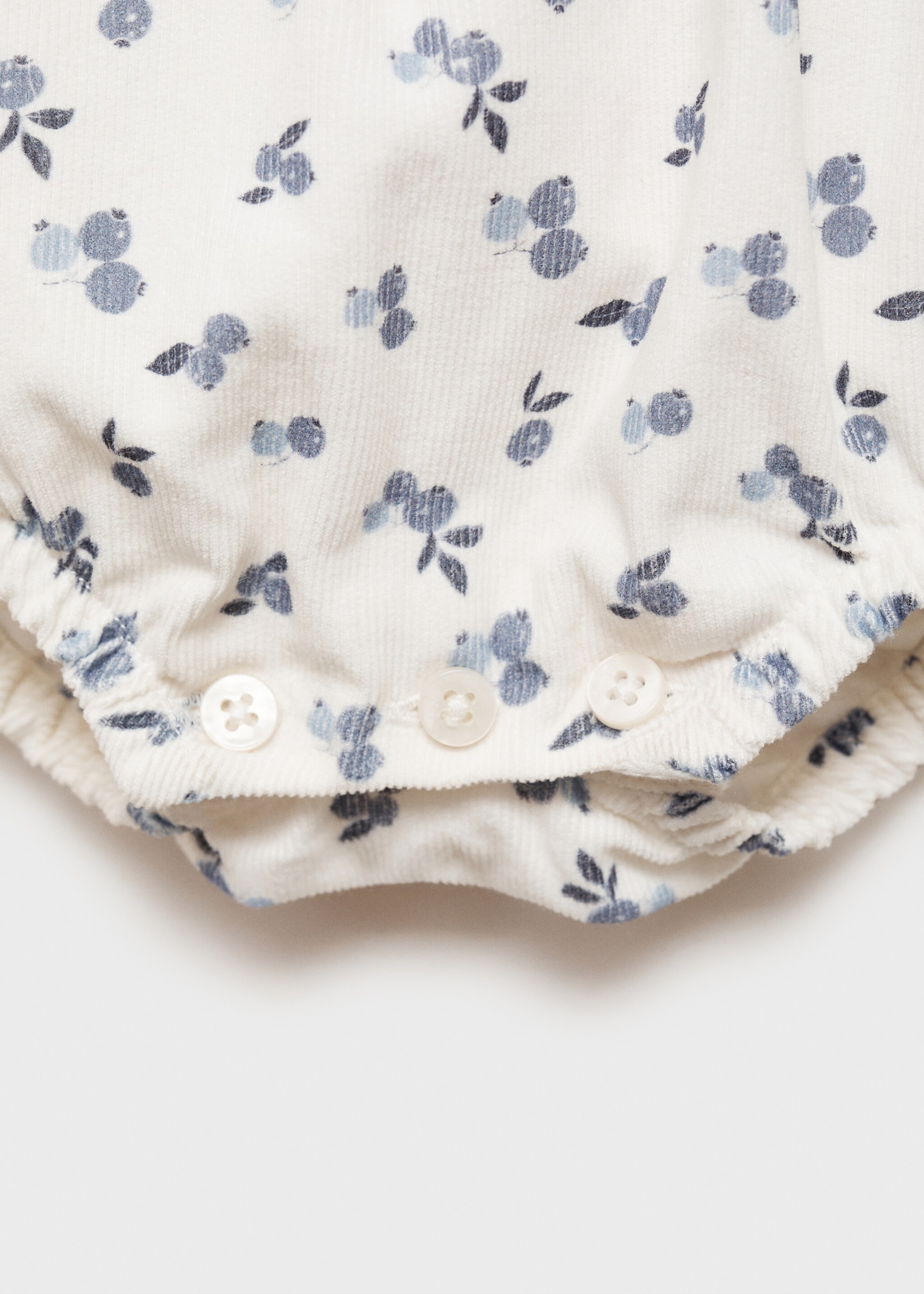 Printed corduroy romper - Details of the article 0, Off White. Ref: 77076748-00.