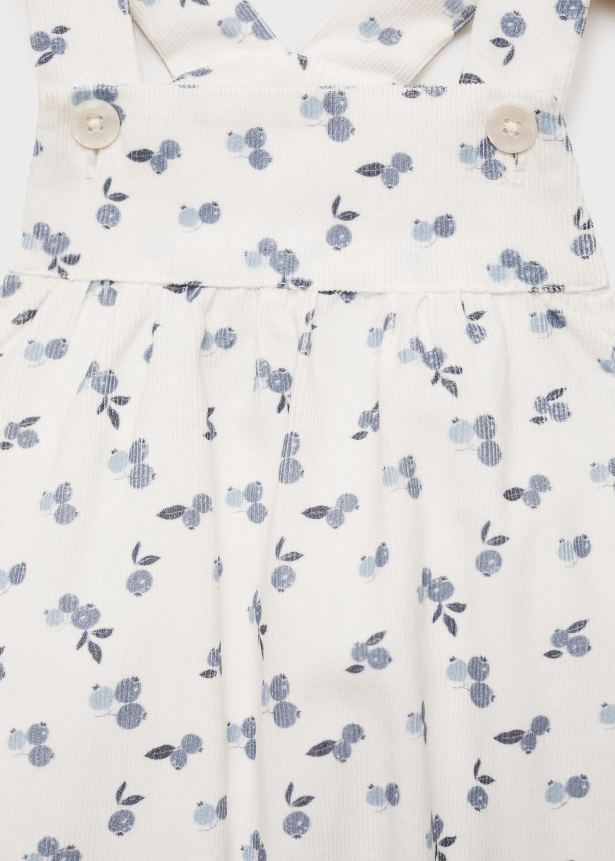 Printed corduroy romper - Details of the article 8, Off White. Ref: 77076748-00.