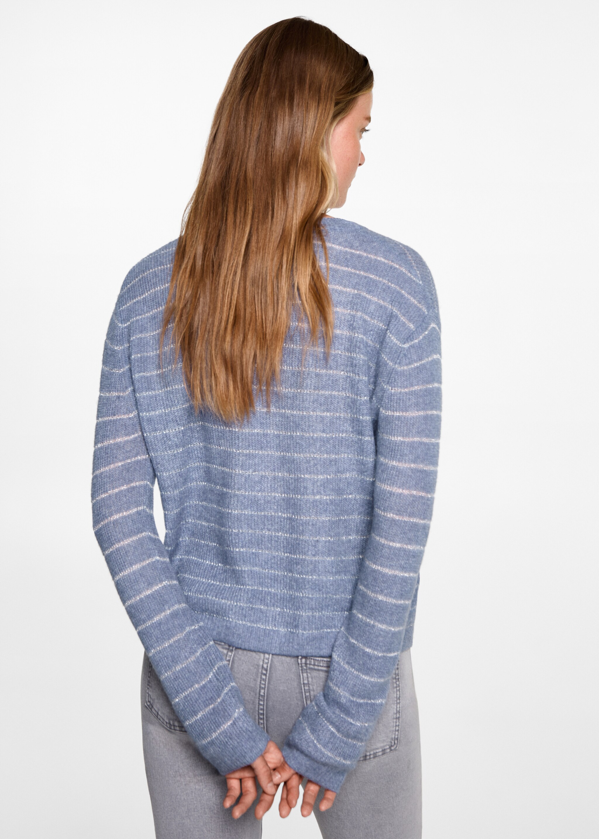 Lurex stripes sweater - Reverse of the article, Blue. Ref: 77076749-00.