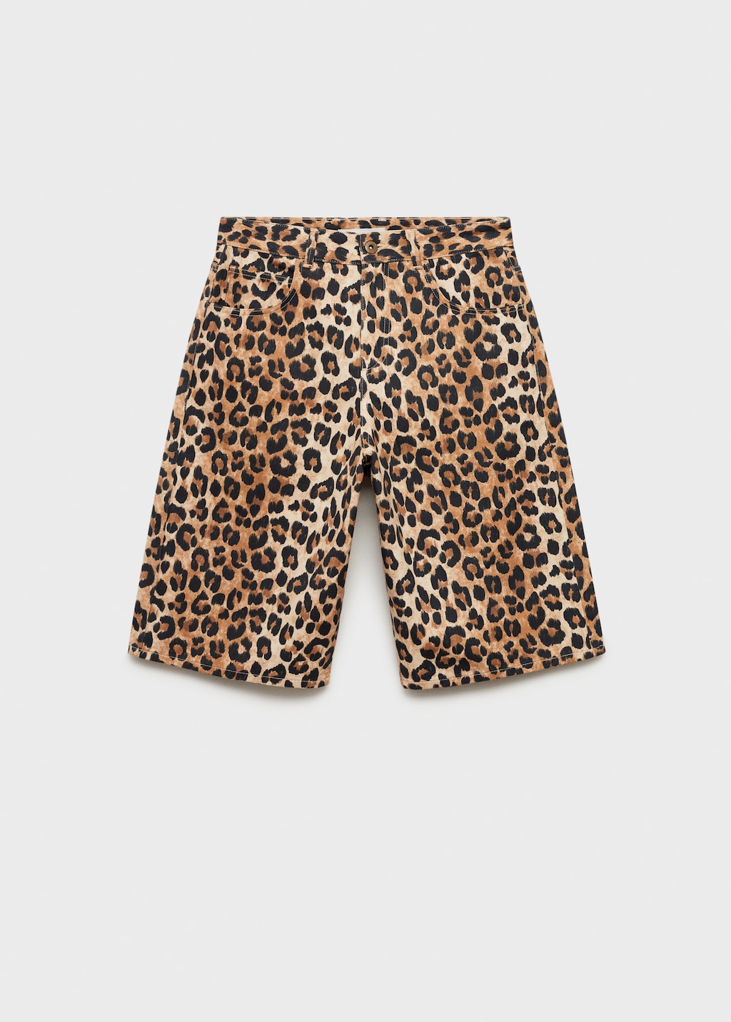 Leopard-print denim bermuda shorts - Women | MANGO OUTLET USA