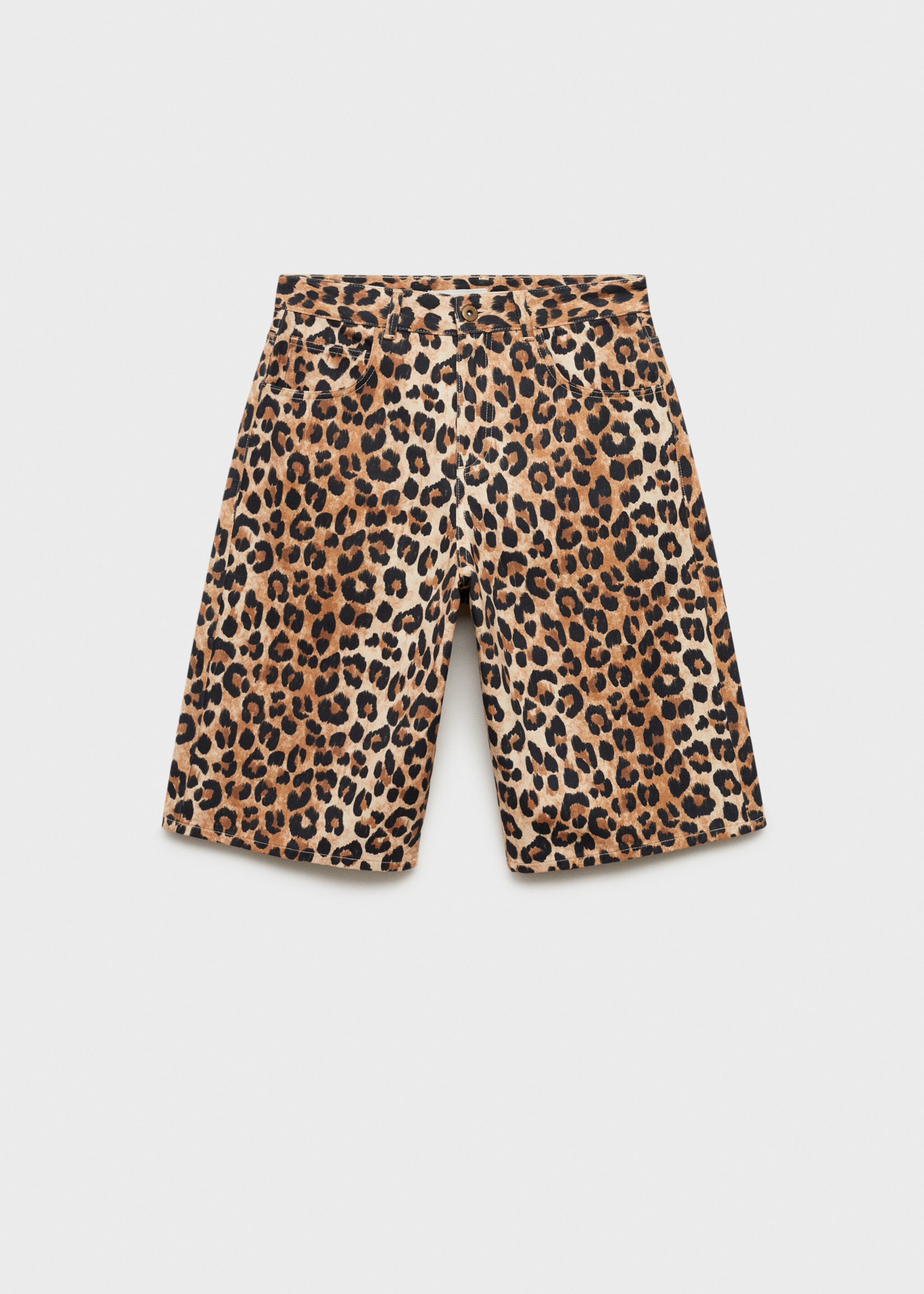 Leopard-print denim bermuda shorts - Article without model