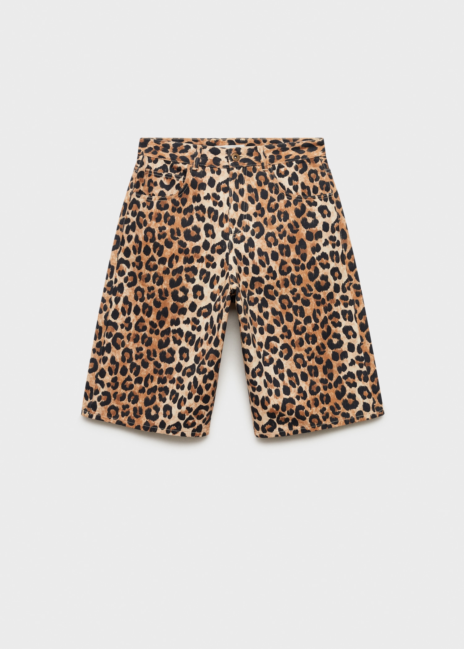 Leopard-print denim bermuda shorts Women MANGO OUTLET Croatia