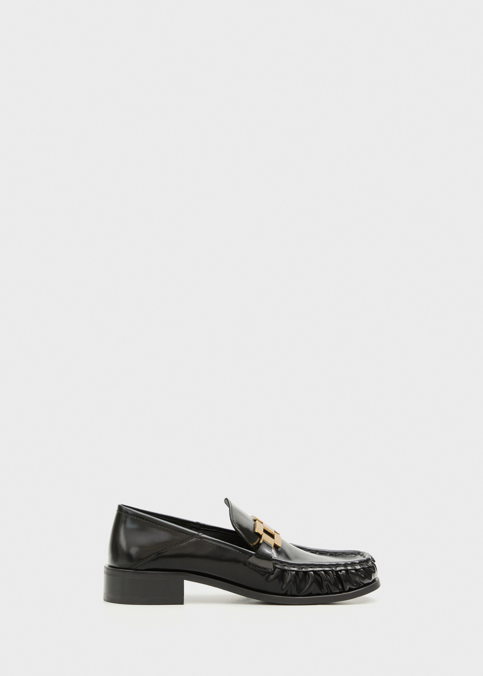 Leren schoen met metallic detail - Artikel zonder model, Zwart. Ref: 77076757-00.