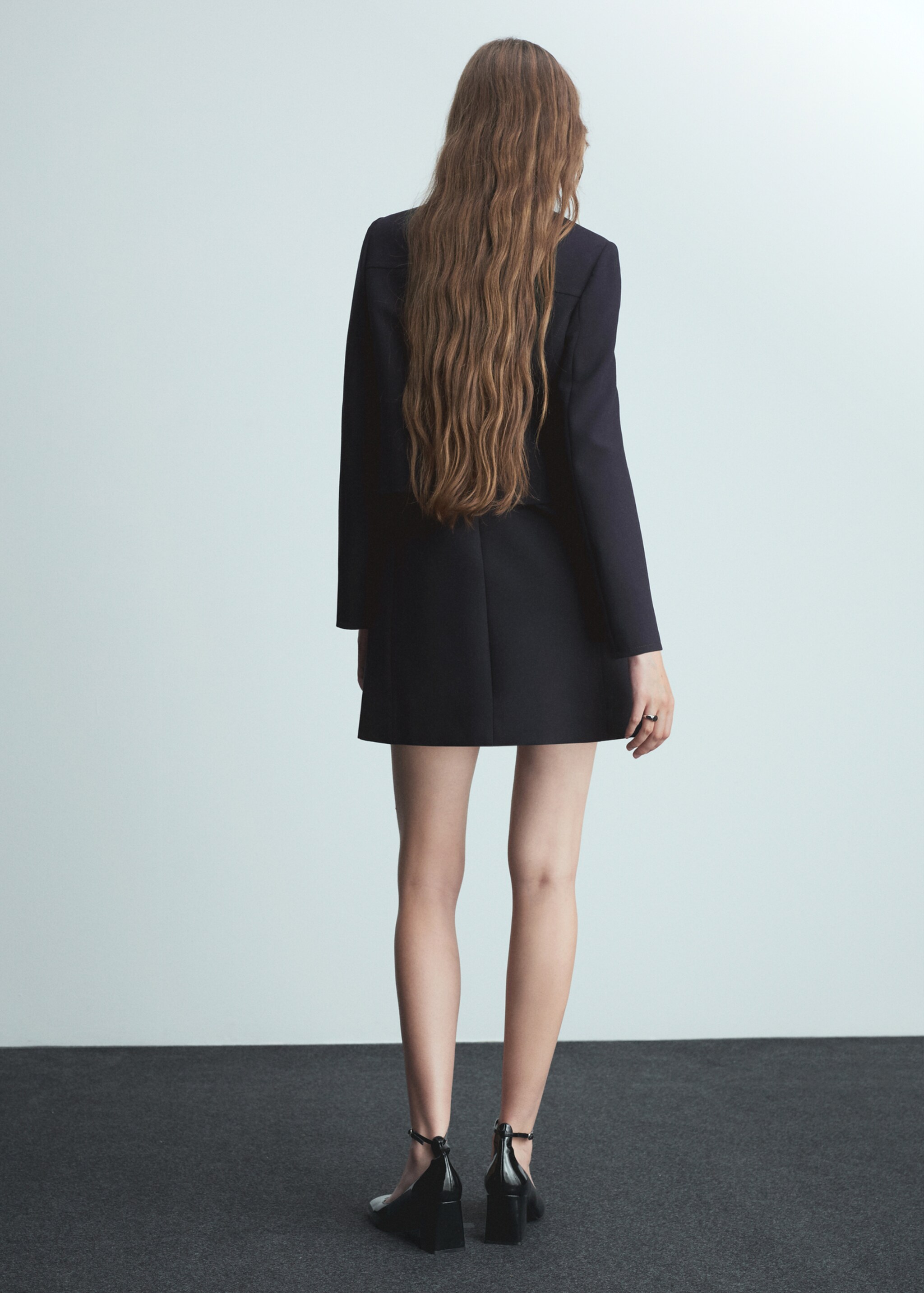 Veste crop double boutonnage - Verso de l’article, Bleu marine foncé. Ref: 77076759-00.