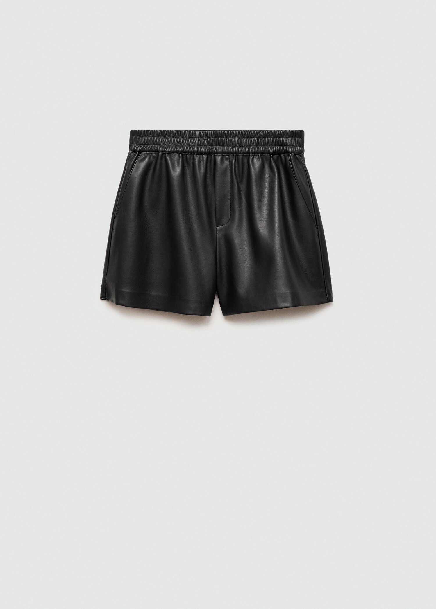 Leather-effect shorts with elastic waist - Article without model
