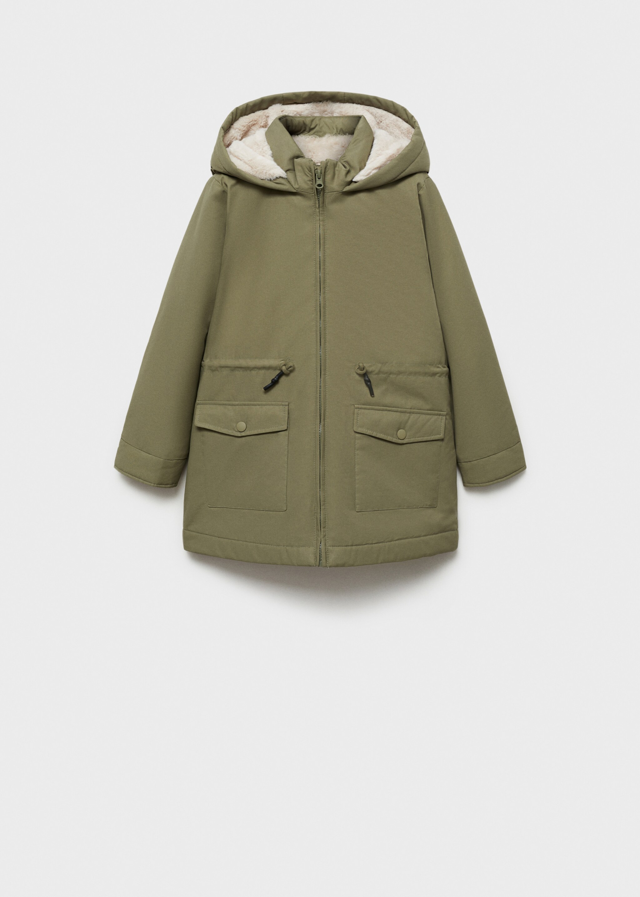 Parka with fur-effect lining - Article without model, Khaki. Ref: 77077641-00.