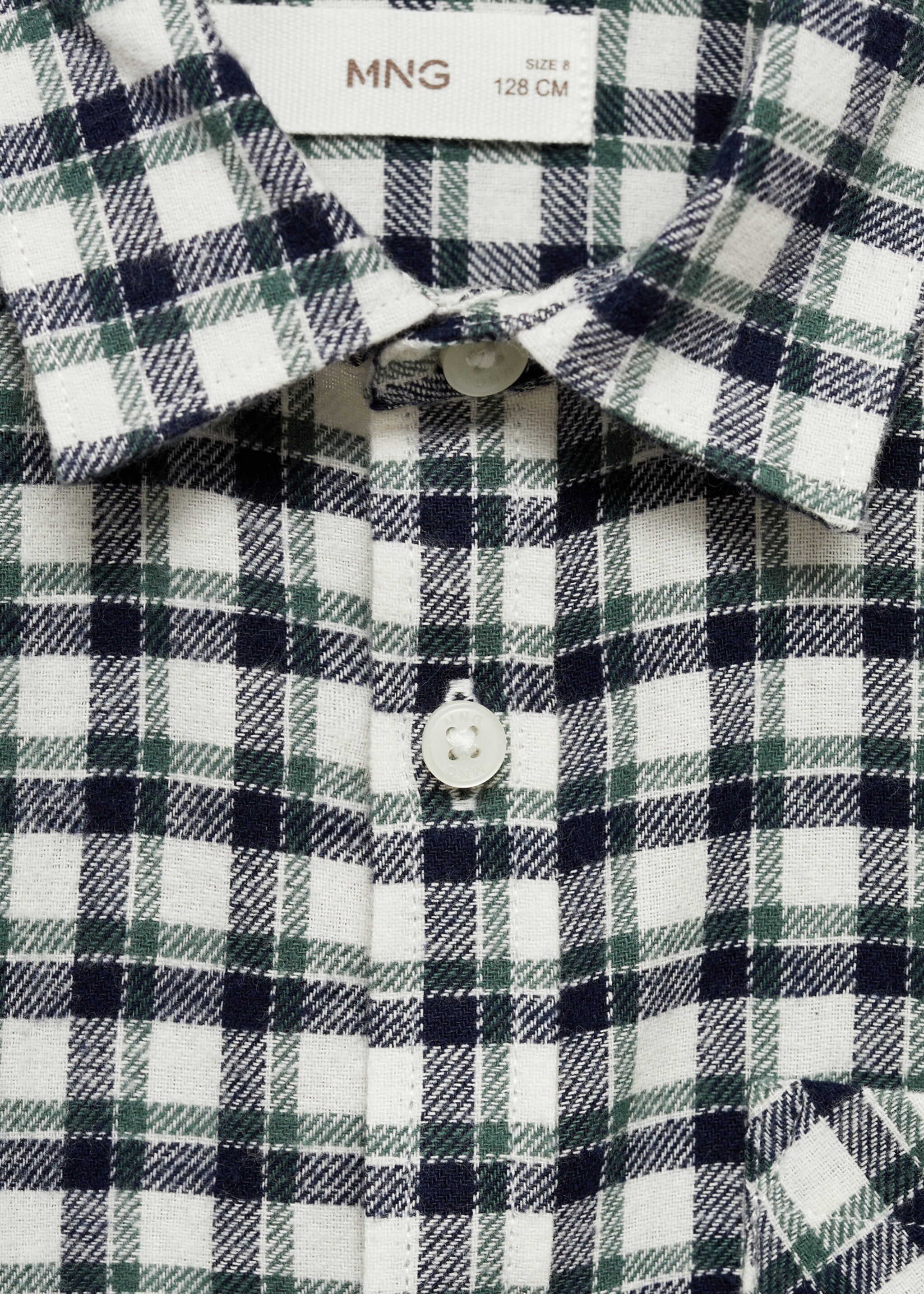 Chemise à carreaux en coton - Détail de l'article 8, Écru. Ref: 77077651-00.