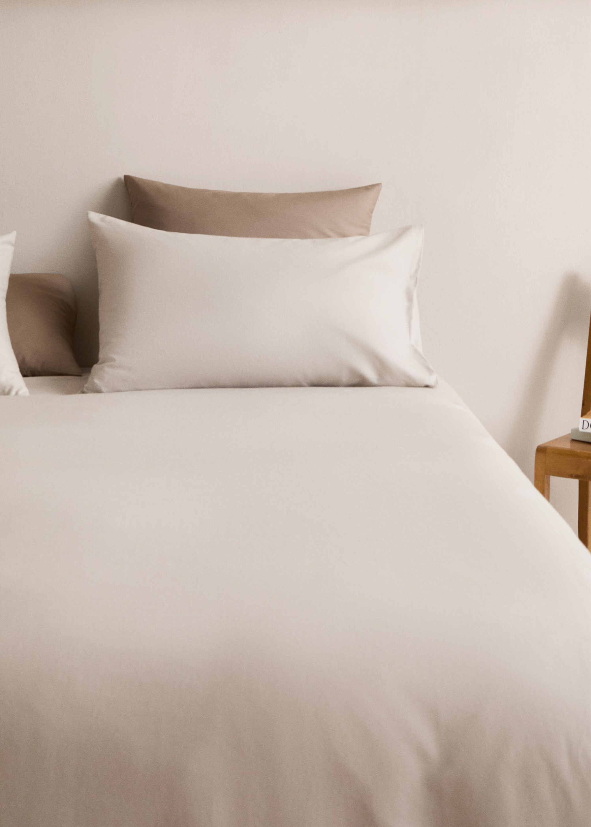 Plain flannel duvet cover Single bed - Details of the article 7, Beige. Ref: 77077653-00.